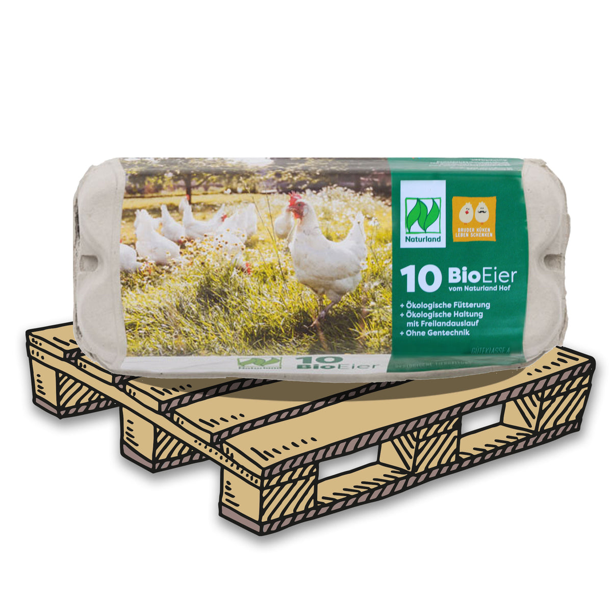 10er ComPac Eierschachteln mit Naturland Etikett Palette