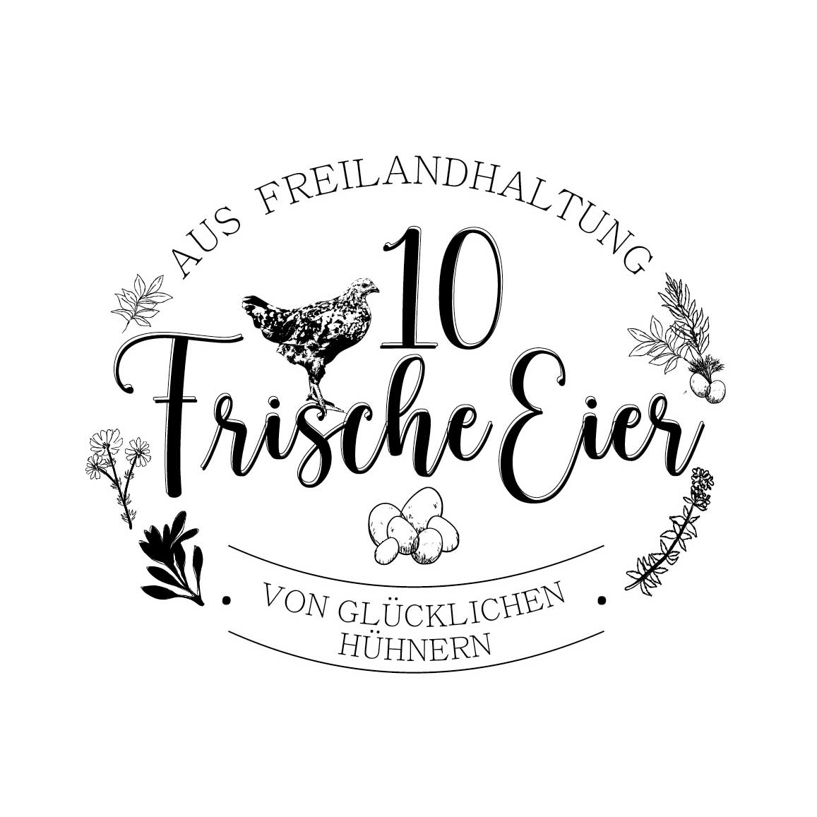 Eierschachtel-Stempel 10 Frische Eier aus Freilandhaltung