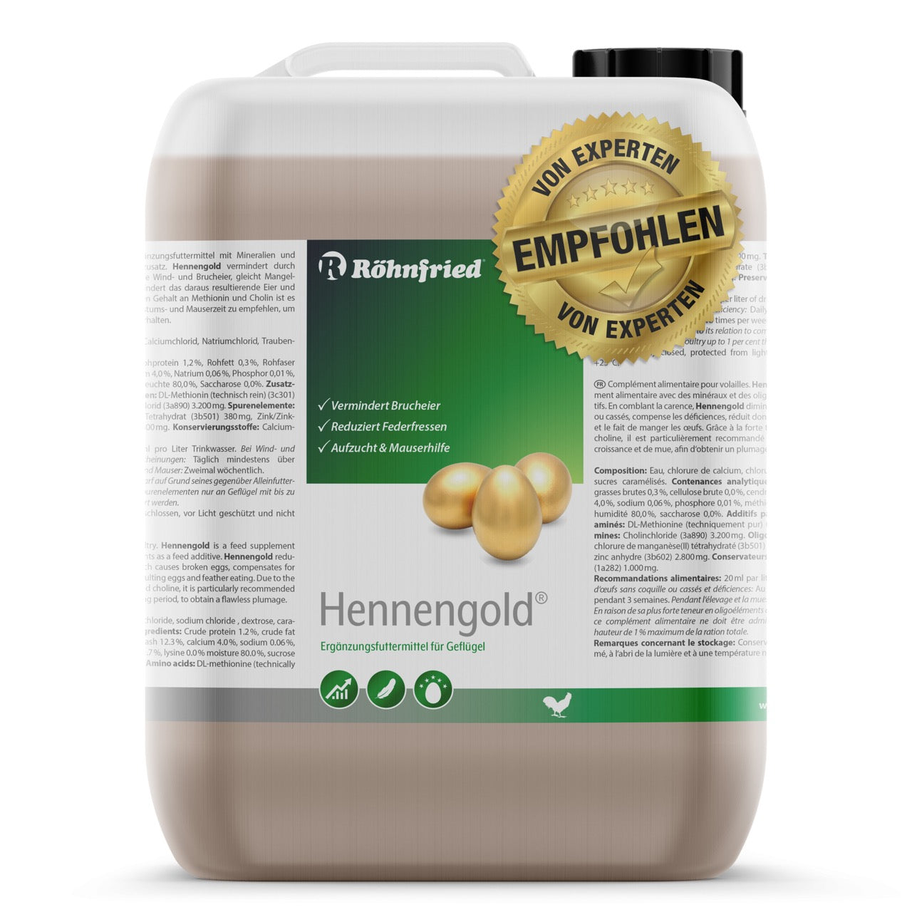 Hennengold Tränkenzusatz gegen Wind- und Knickeier, 5 l
