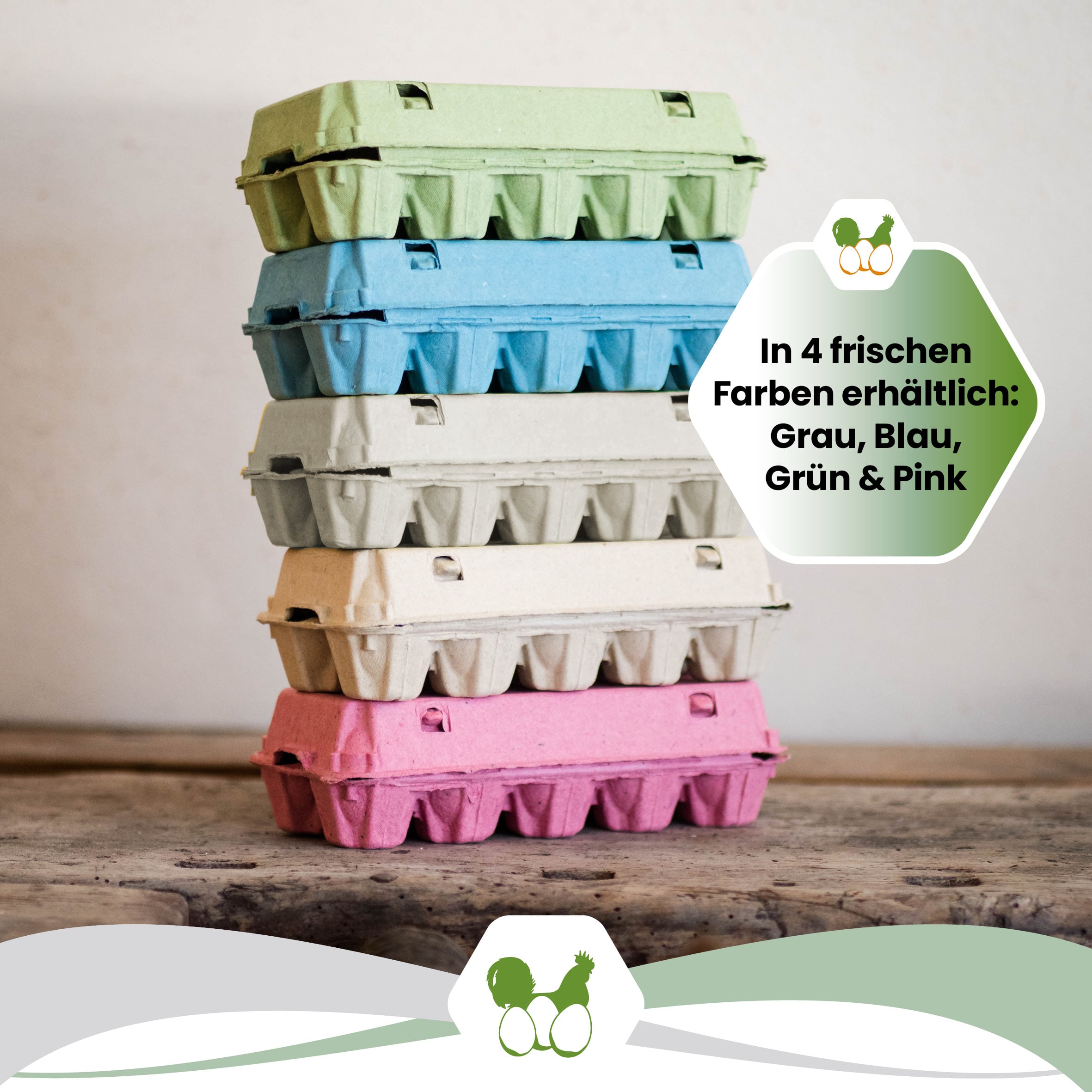 1 Stück EcoPack 10er Eierschachtel in vier Farben