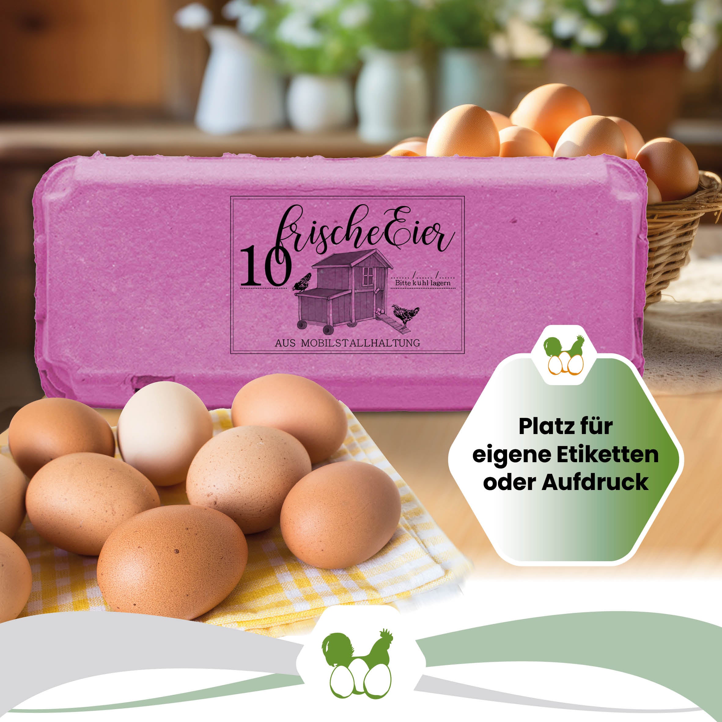 1 Stück EcoPack 10er Eierschachtel in vier Farben