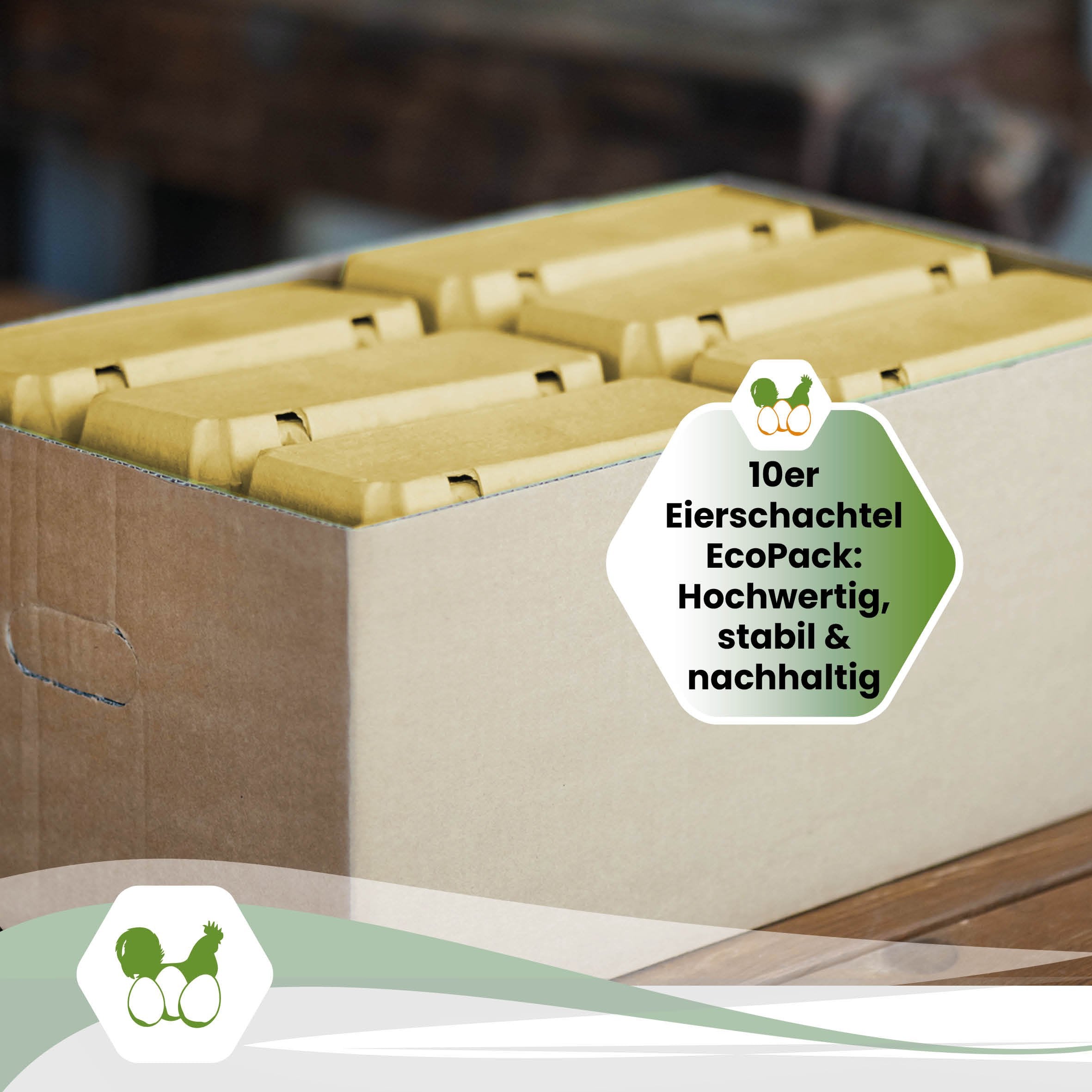 EcoPack 10er ohne Etikett in fünf Farben, gelb "10er Eierschachtel EcoPack: Hochwertig, stabil & nachhaltig"