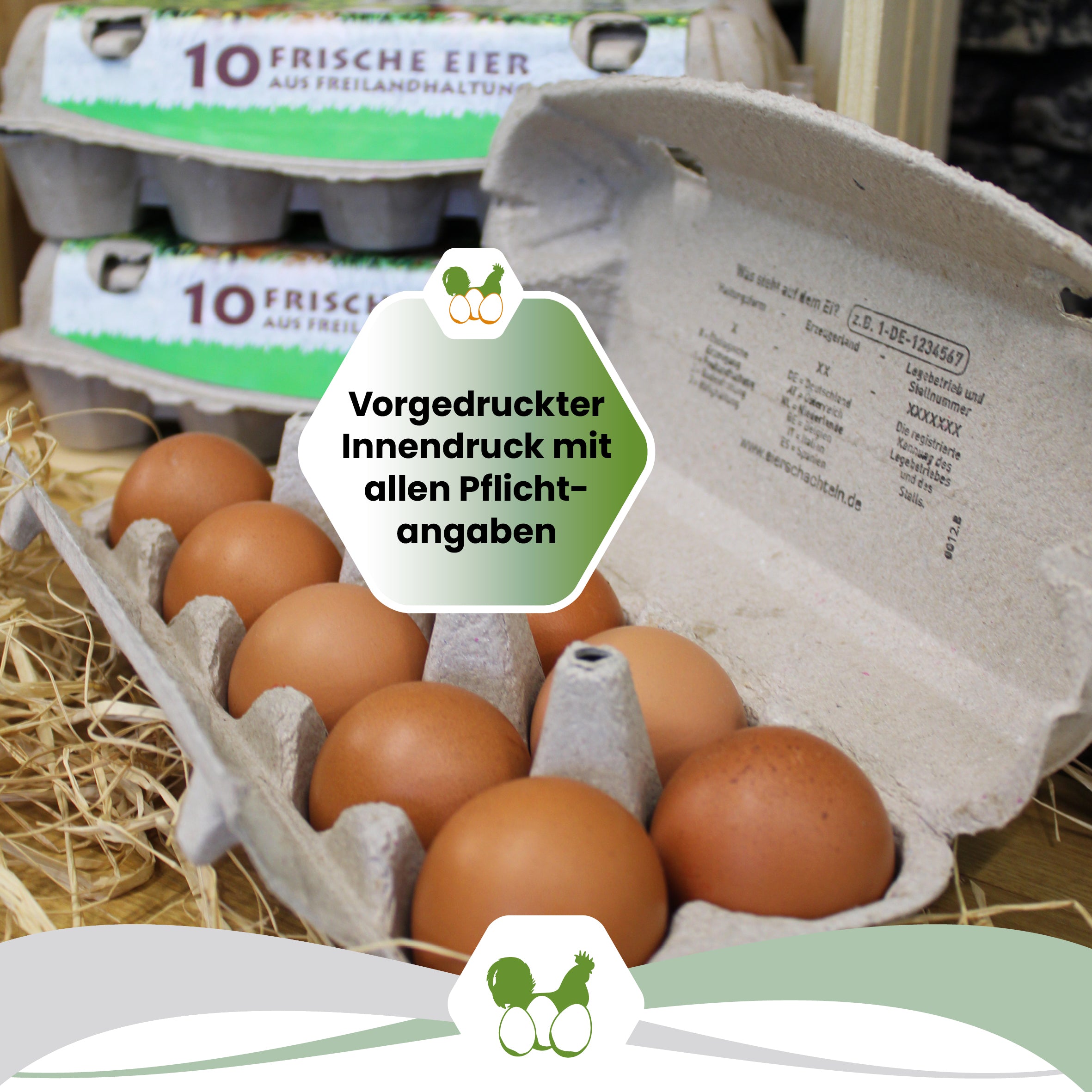 10er EuroPack mit Freiland-Etikett + Innendruck "Vorgedruckter Innendruck mit allen Pflichtangaben"
