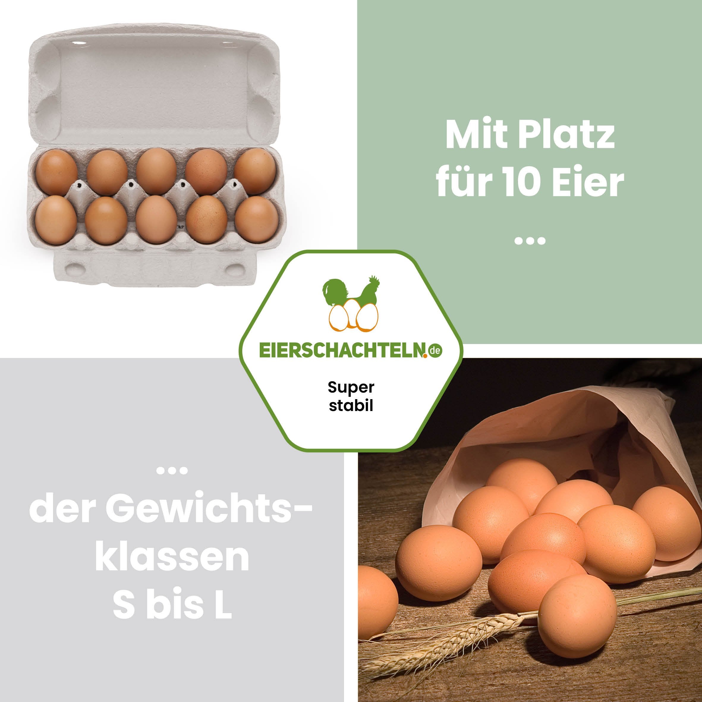 imagic 10er Eierschachtel, grau "Mit Platz für 10 Eier der Gewichtsklassen S bis L"