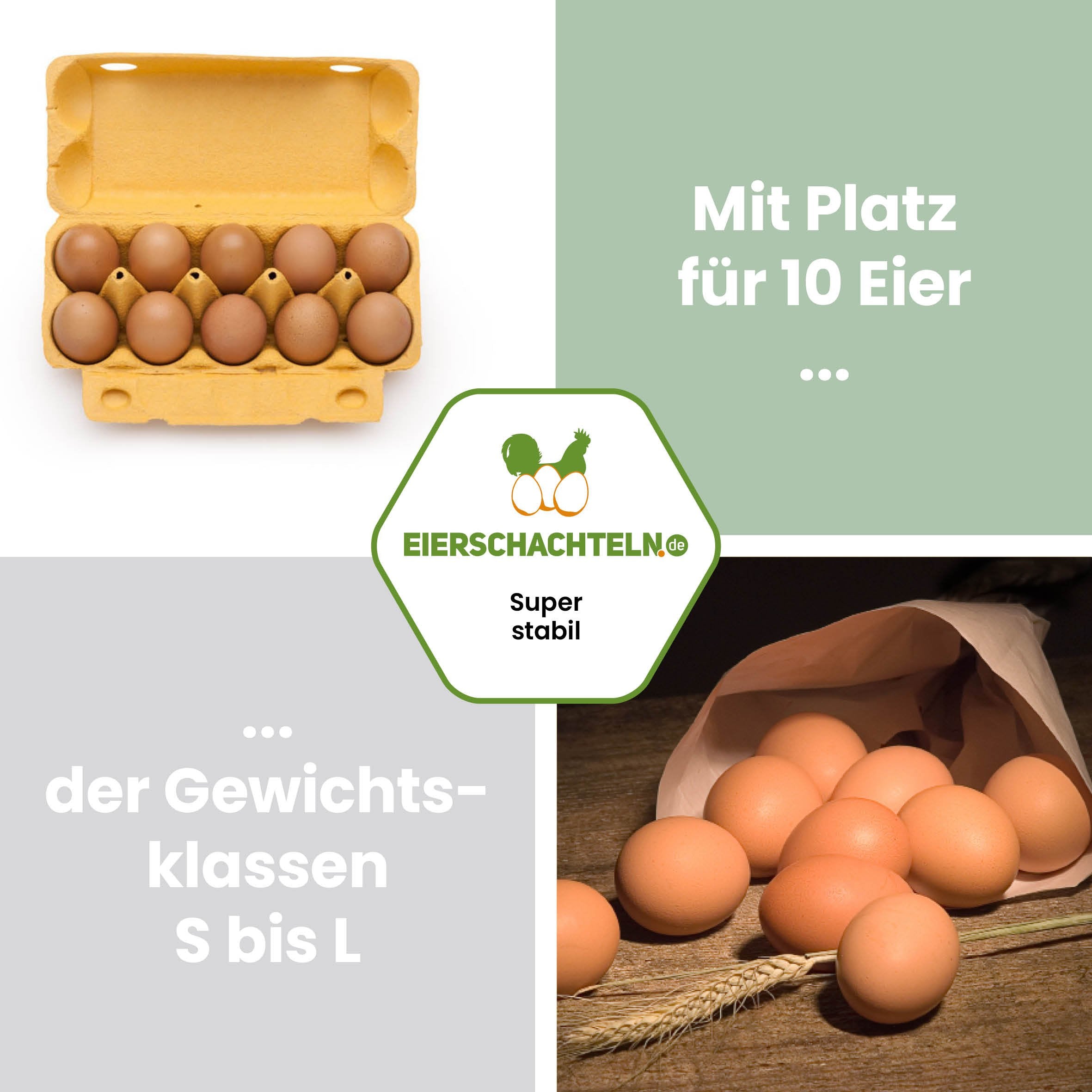 imagic 10er Eierschachtel, gelb "Mit Platz für 10 Eier der Gewichtsklassen S bis L"