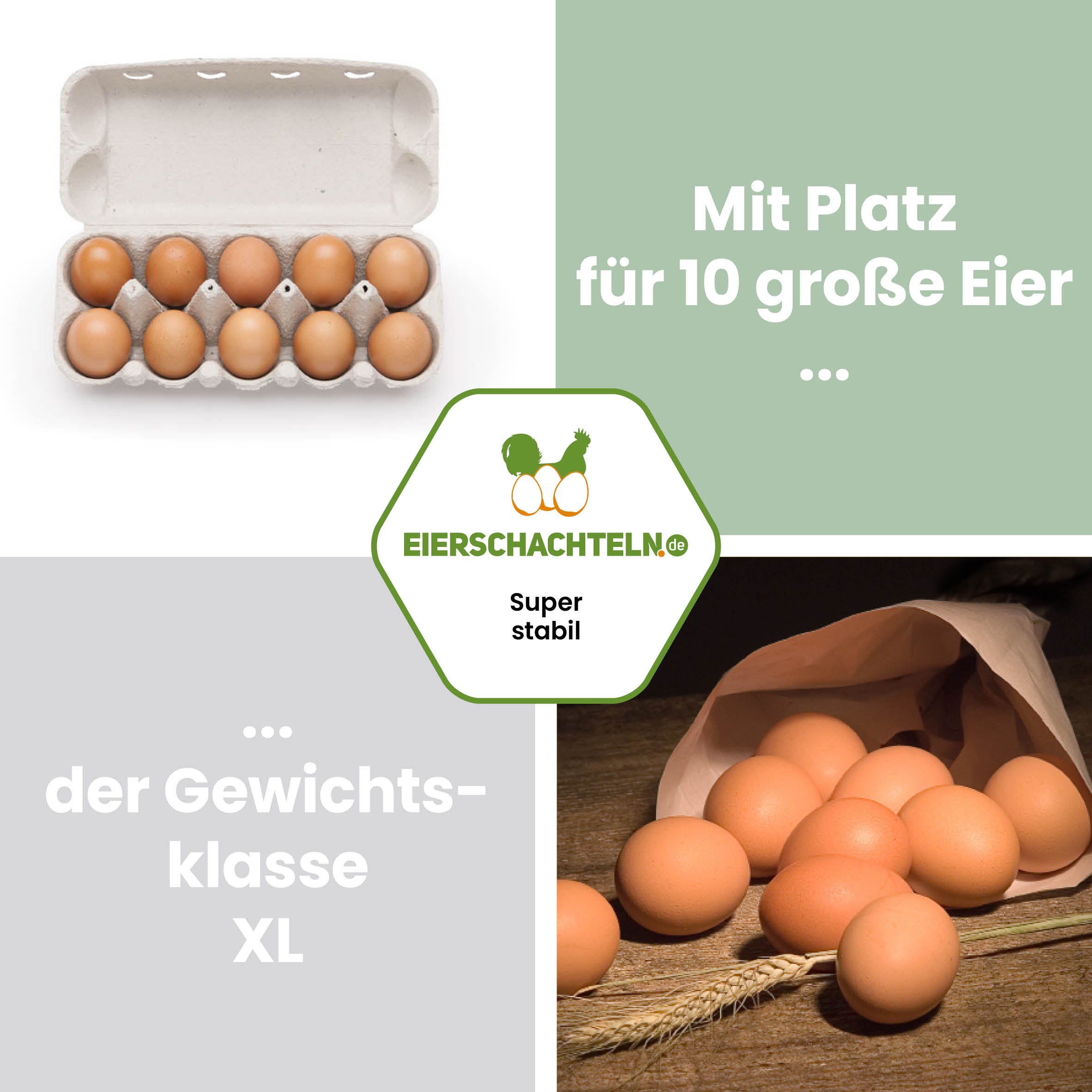 imagic Jumbo 10er Eierschachteln für XL Eier auf der Palette "Mit Platz für 10 große Eier der Gewichtsklasse XL"