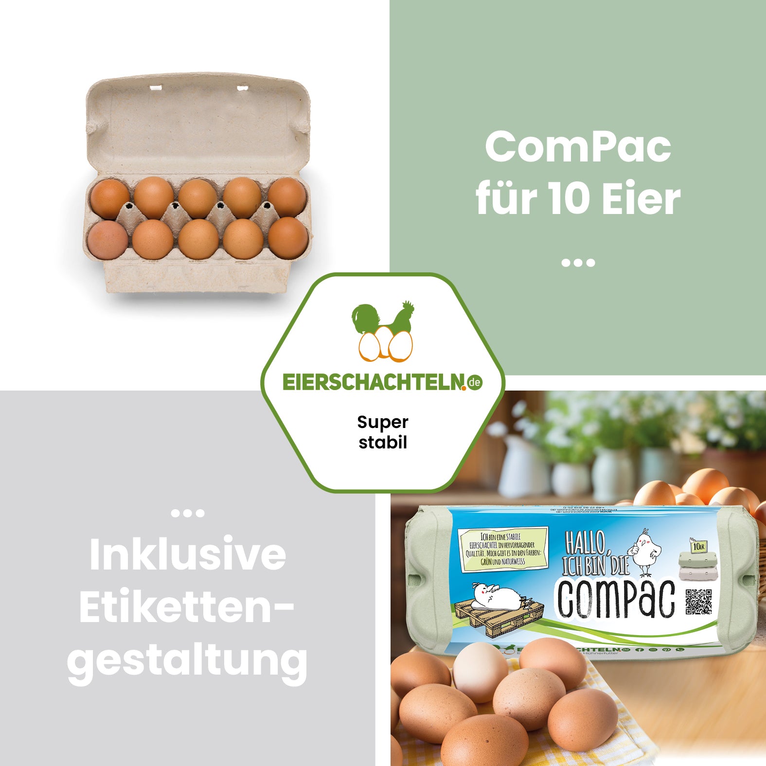 10er ComPac Eierschachteln 3760 Stück (Palette) – dein Etikett, gratis Etikettengestaltung