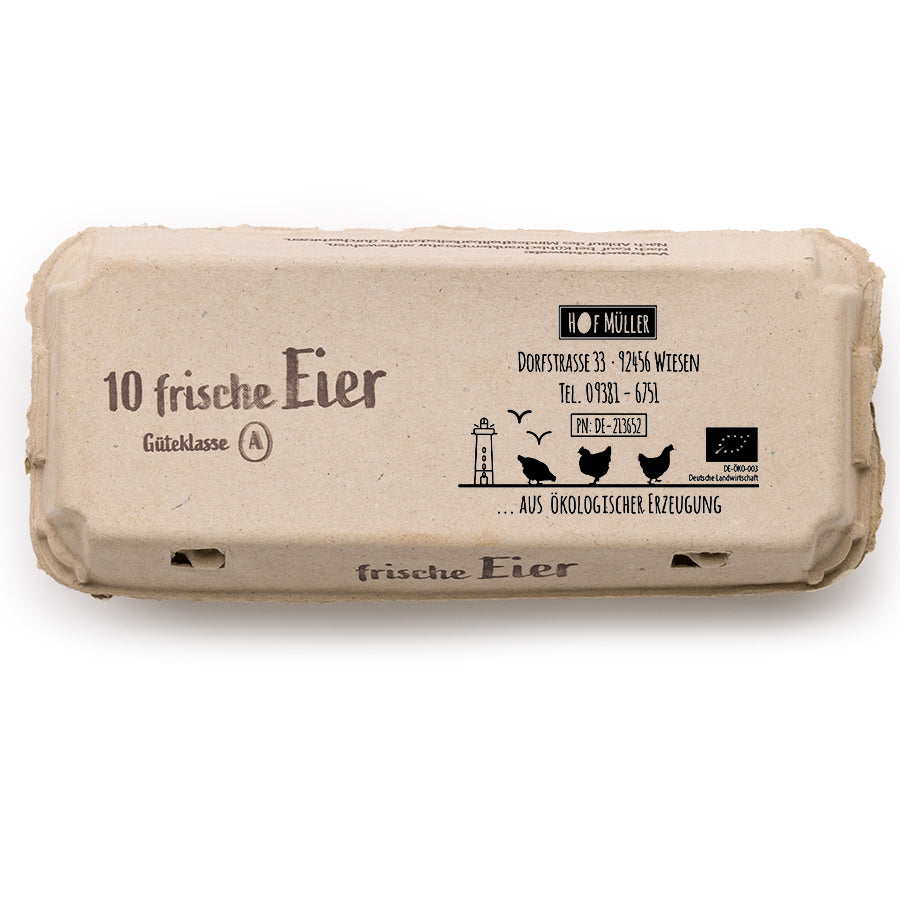 Stempel für Eierschachteln, 10er Ecopack, mit Vordruck schwarz