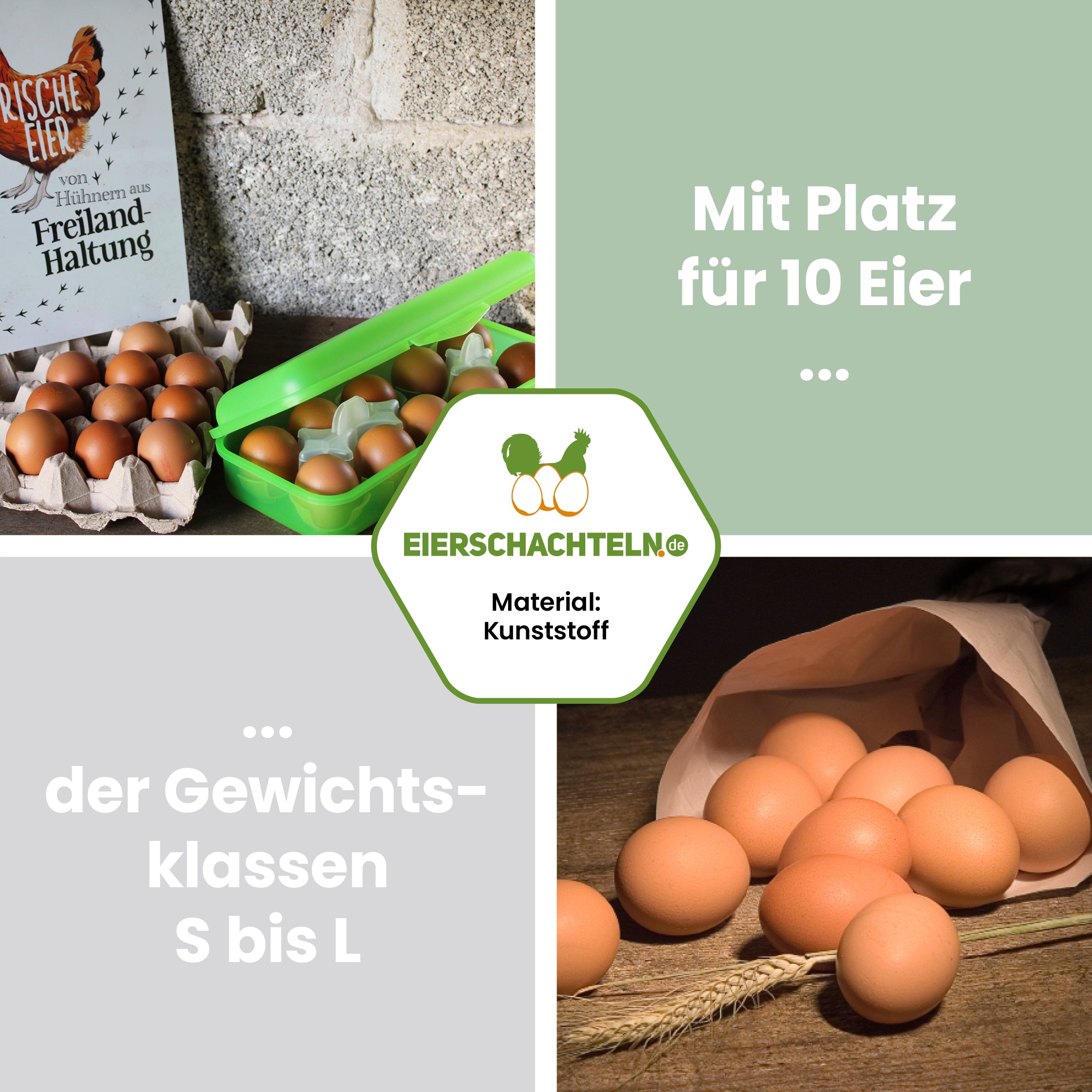 Meibox 10 Mehrweg-Eierschachtel "Mit Platz für 10 Eier der Gewichtslassen S bis L"