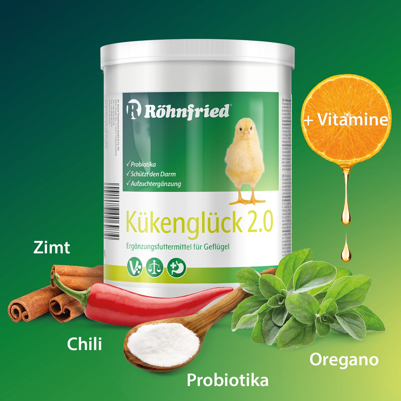 Kükenglück 2.0 "Zimt, Chili, Probiotika, Oregano + Viamine"