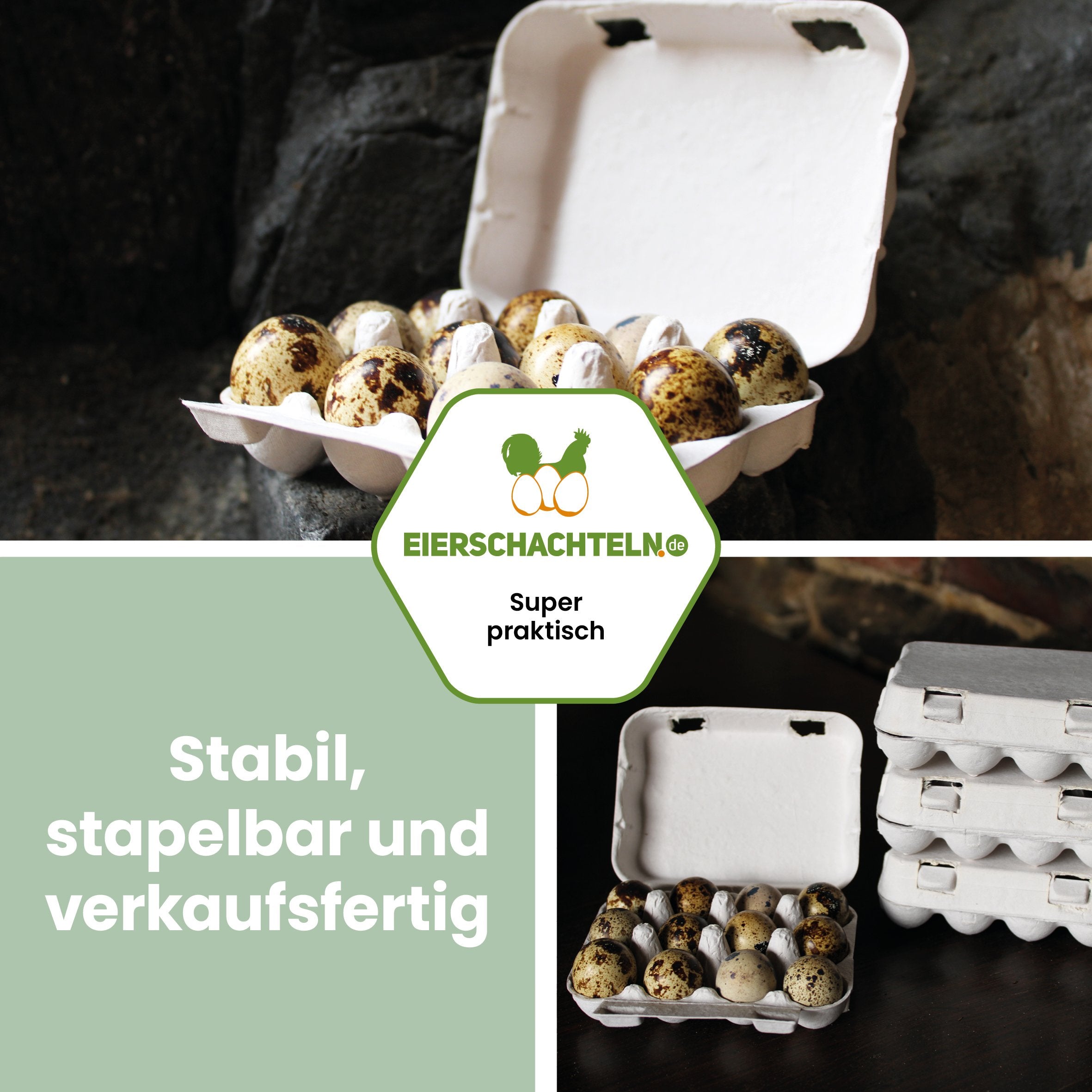 12er Wachteleierschachtel "Stabil, stapelbar und verkaufsfertig"