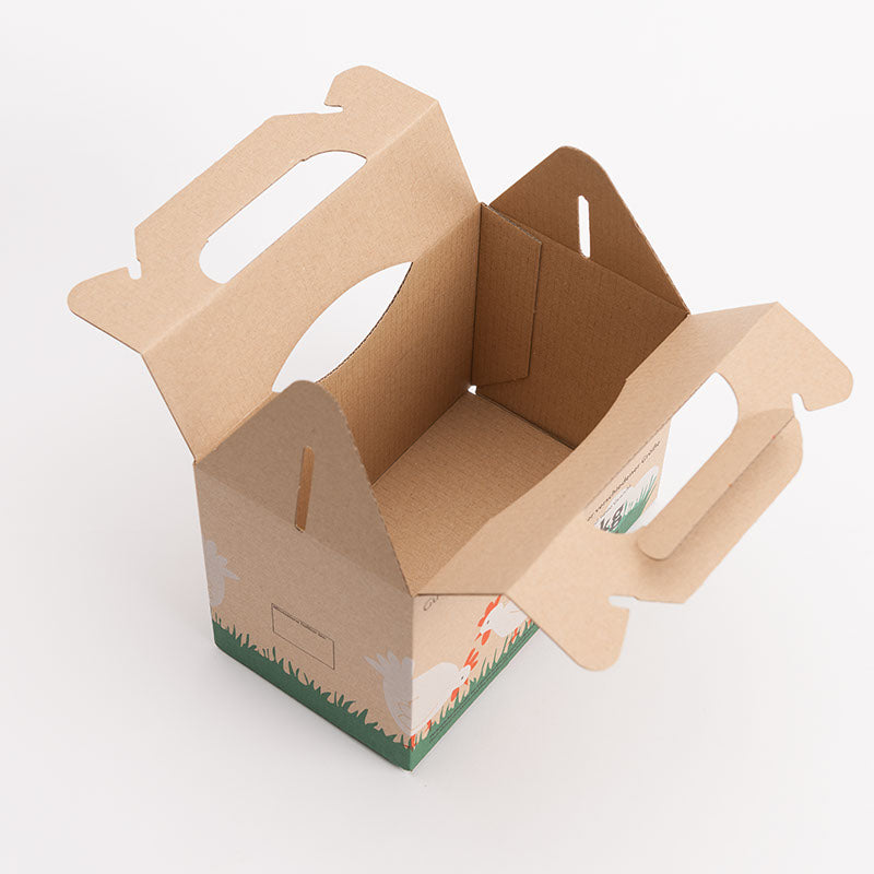 1 kg Eierbox mit Aufdruck, Vogelperspektive geöffnet