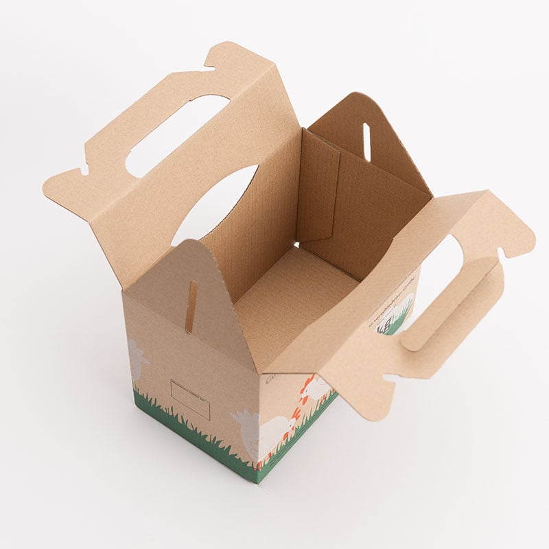 1 kg Eierbox mit Aufdruck, Vogelperspektive geöffnet