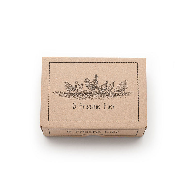EckPack 6er Eierschachtel mit Direktdruck „Frische Eier“
