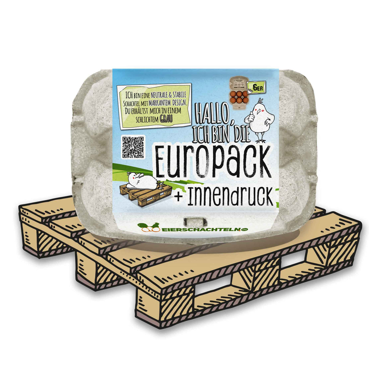 6er EuroPack (Palette) mit Etikett, Etikettengestaltung + Innendruck