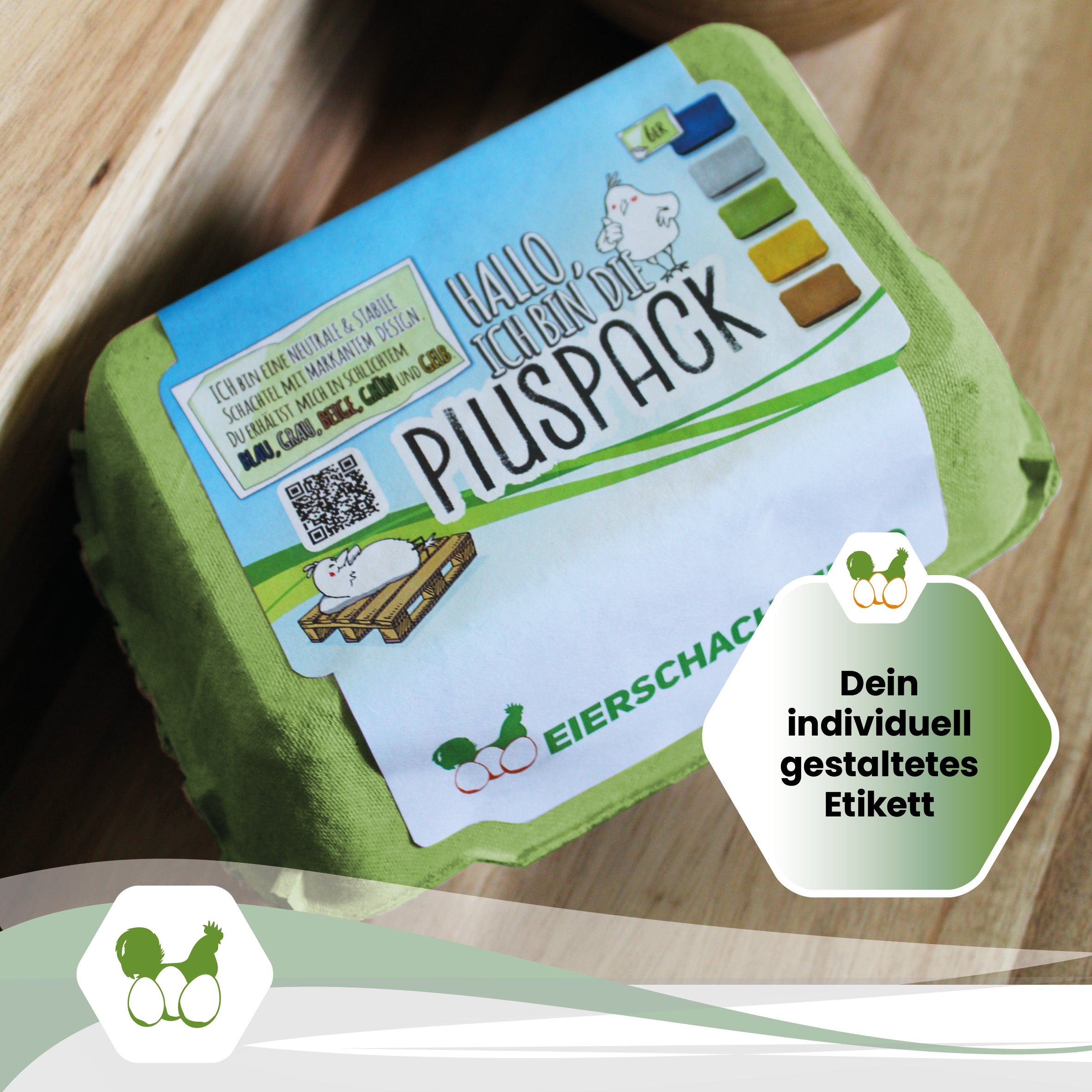 6er PlusPack mit eigenem Etikett, grün "Dein individuell gestaltetes Etikett"