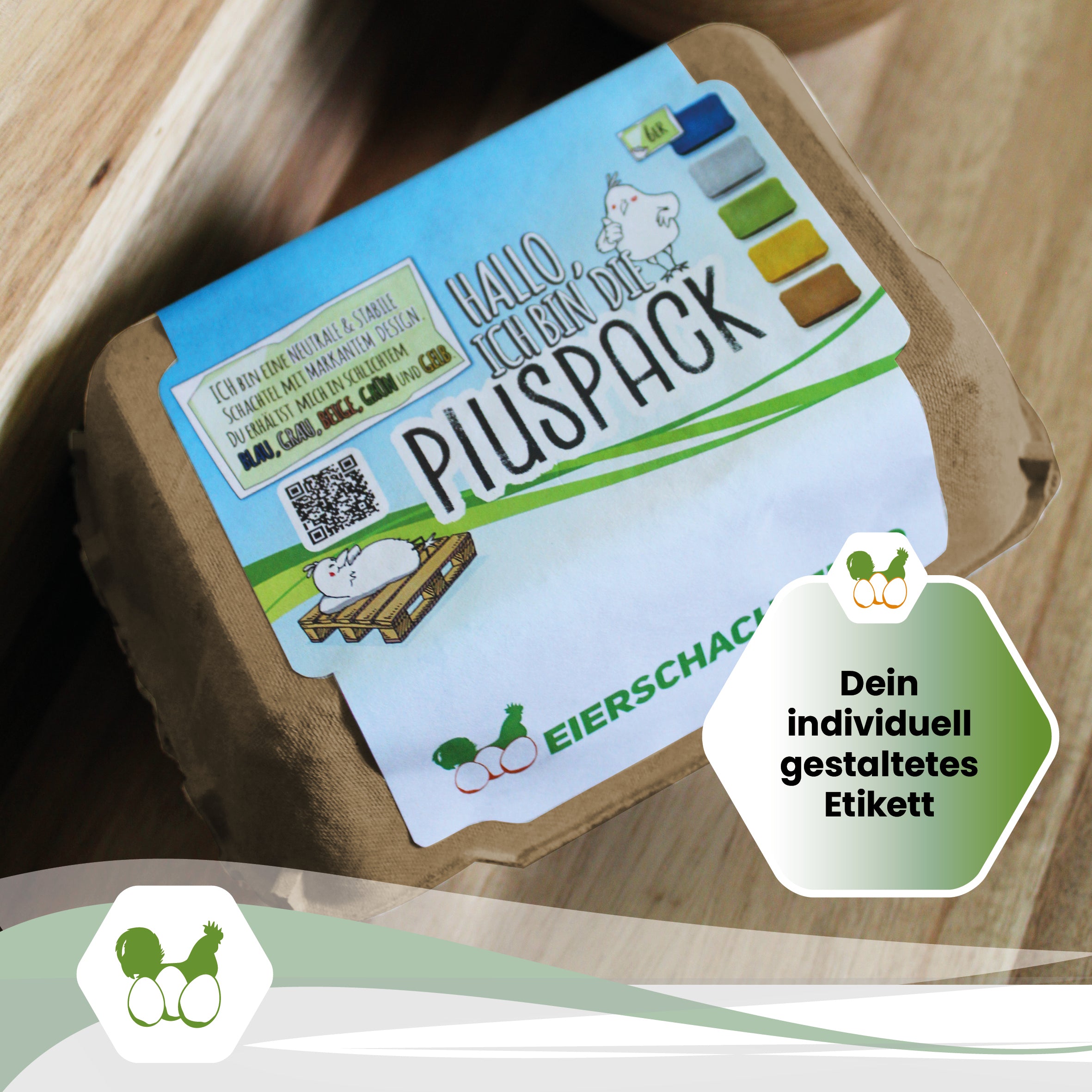 6er PlusPack mit eigenem Etikett, beige "Dein individuell gestaltetes Etikett"