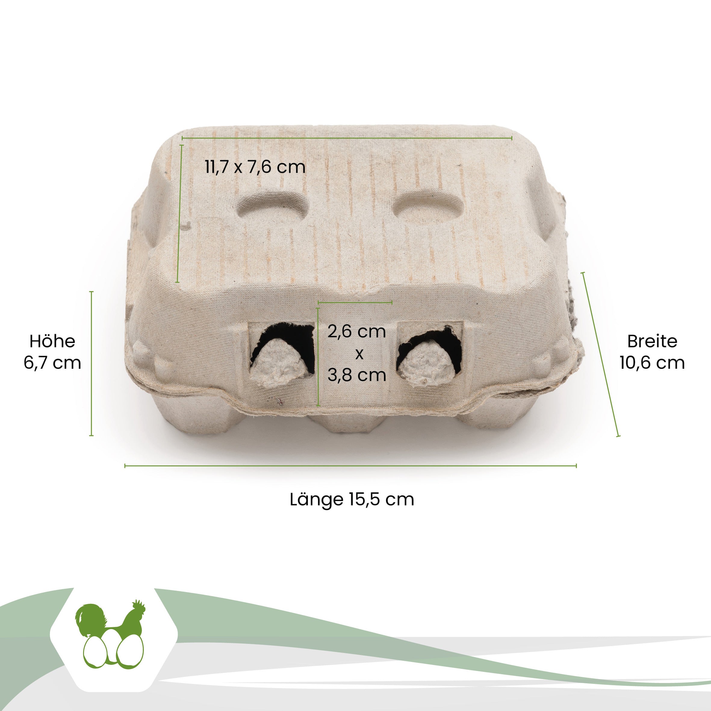 6er Eierschachtel TopCom neutral Maße: "Breite 10,6 cm x Länge 15,5 cm x Höhe 6,7 cm" Deckel: "11,7 x 7,6 cm" Lasche: "2,6 cm x 3,8 cm"