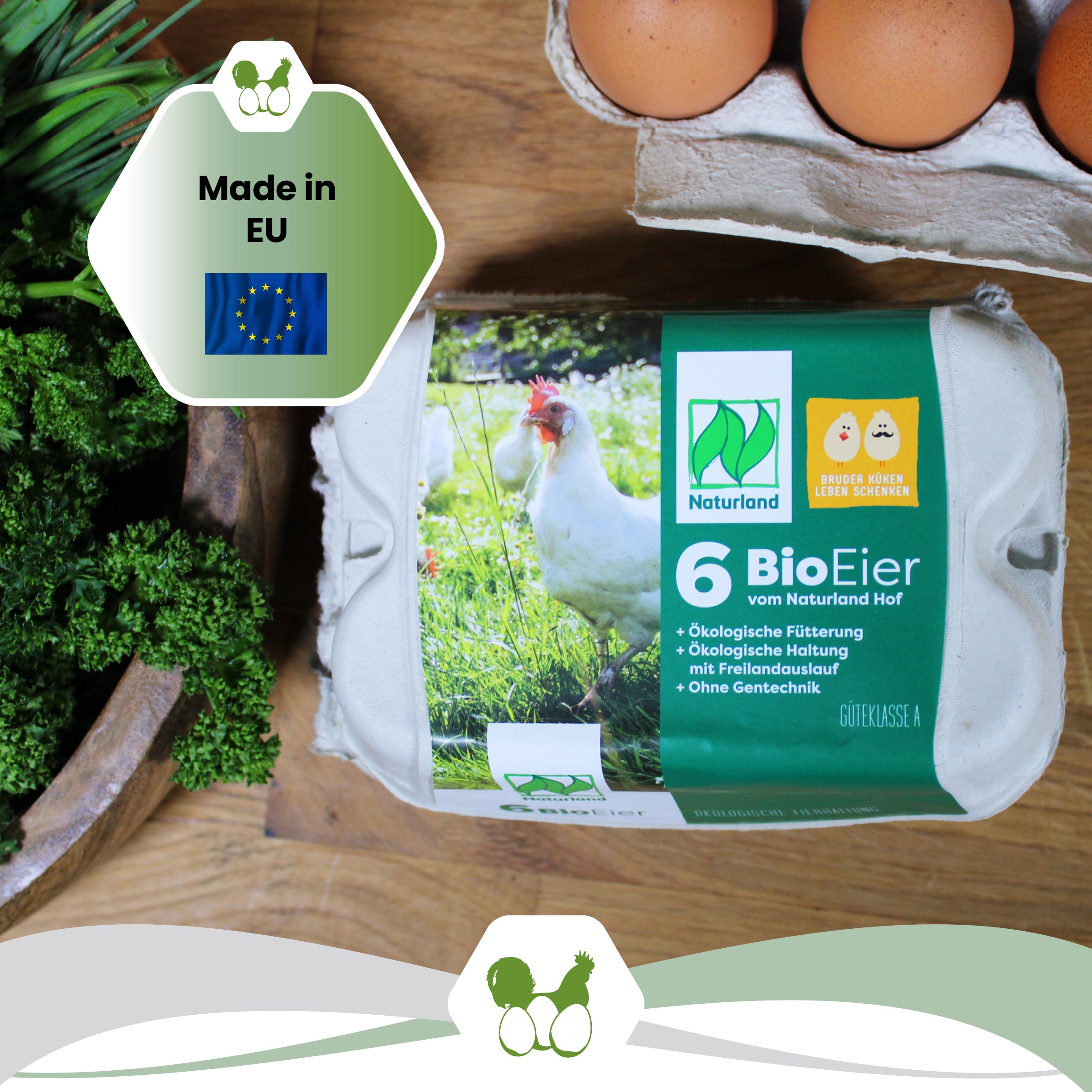 6er Compac Eierschachteln mit Etikett Naturland "Made in EU"