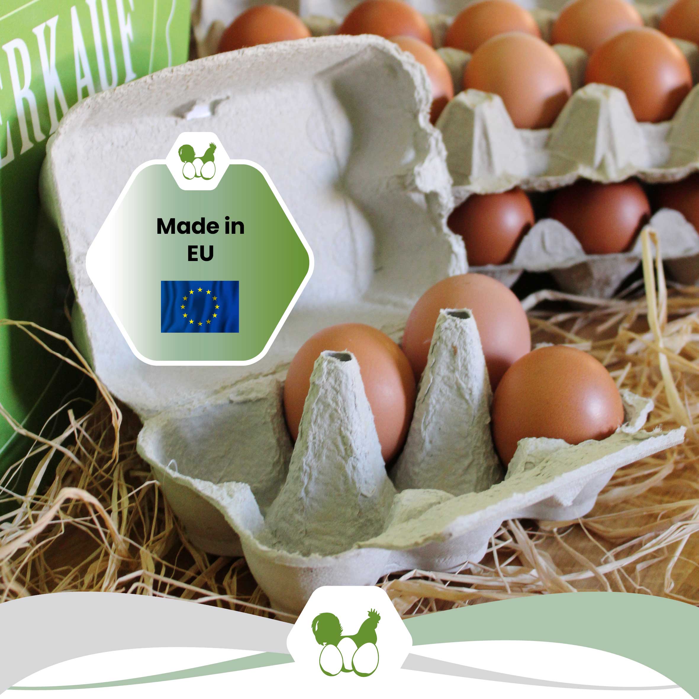 ComPac 6er Eierschachteln - mit deinem Etikett gratis Etikettengestaltung, naturweiß "Made in EU"