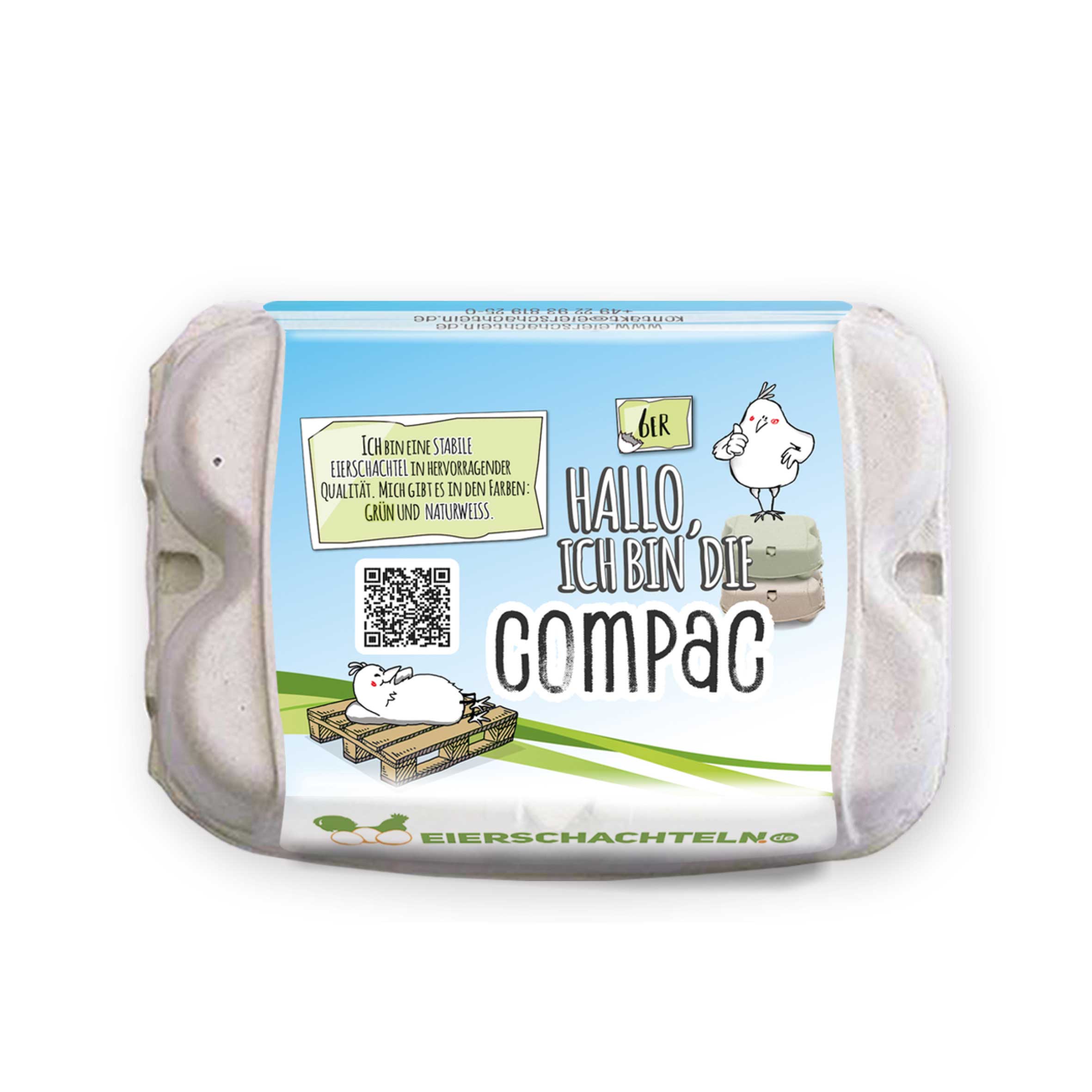 ComPac 6er Eierschachteln - mit deinem Etikett gratis Etikettengestaltung, naturweiß