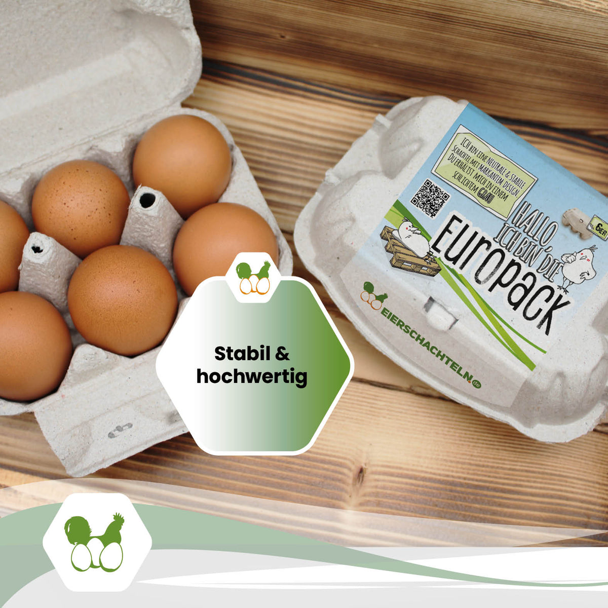 6er EuroPack mit Etikett inklusive Etikettengestaltung "Stabil & hochwertig"