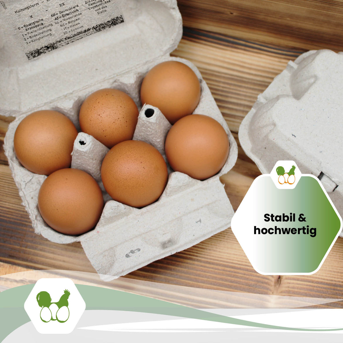 6er EuroPack (Palette) mit Etikett, Etikettengestaltung + Innendruck "Stabil & hochwertig"