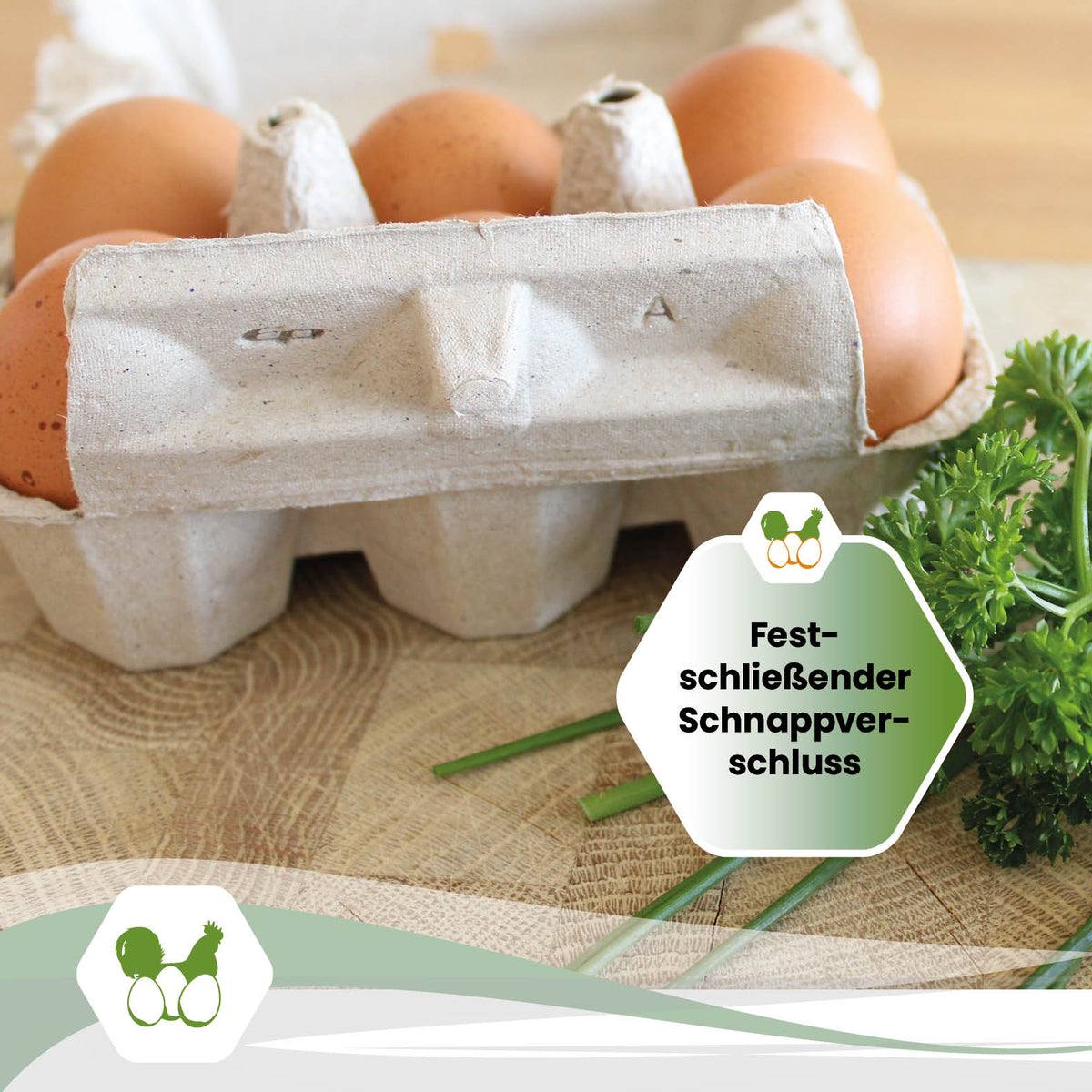 6er EuroPack (Palette) mit Etikett, Etikettengestaltung + Innendruck "Festschließender Schnappverschluss"