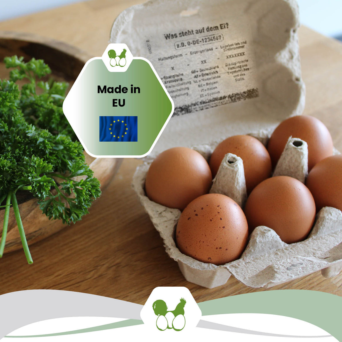 6er EuroPack (Palette) mit Etikett, Etikettengestaltung + Innendruck "Made in EU"