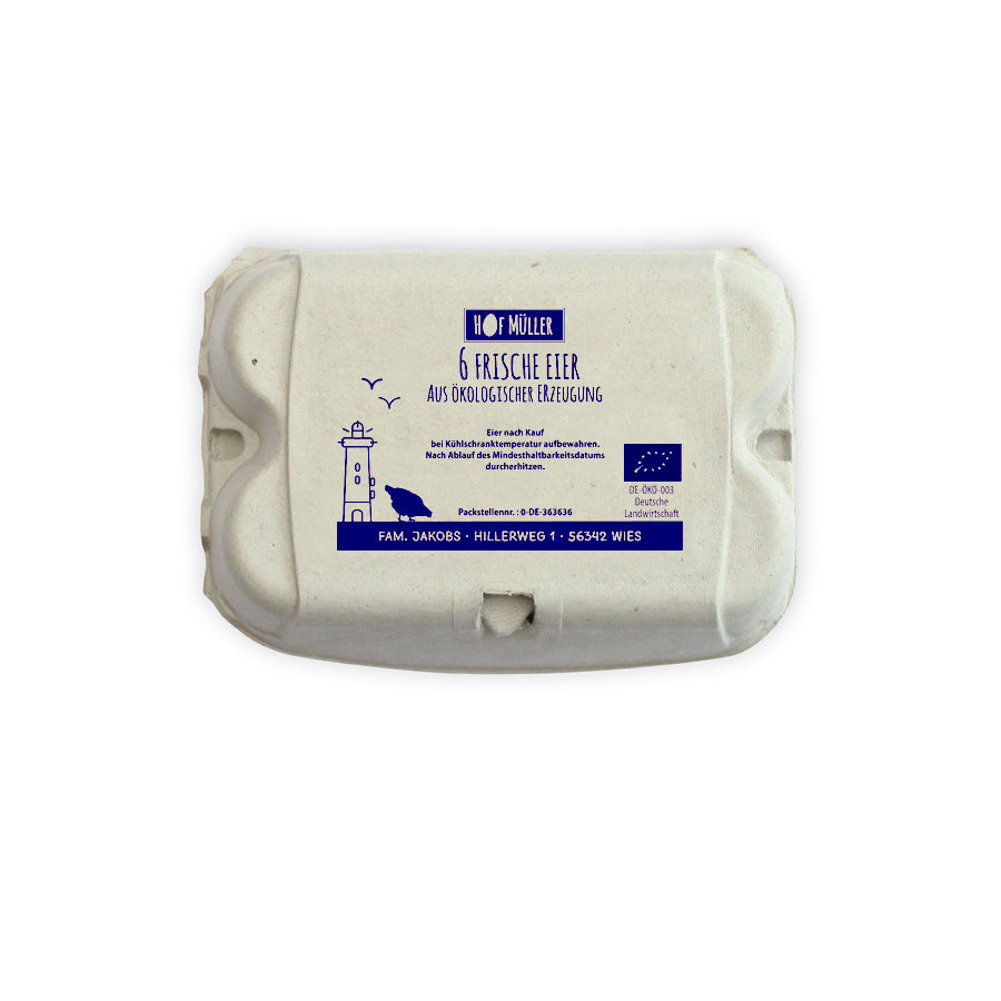 Stempel für Eierschachteln, 6er ComPac und EcoPack, blau