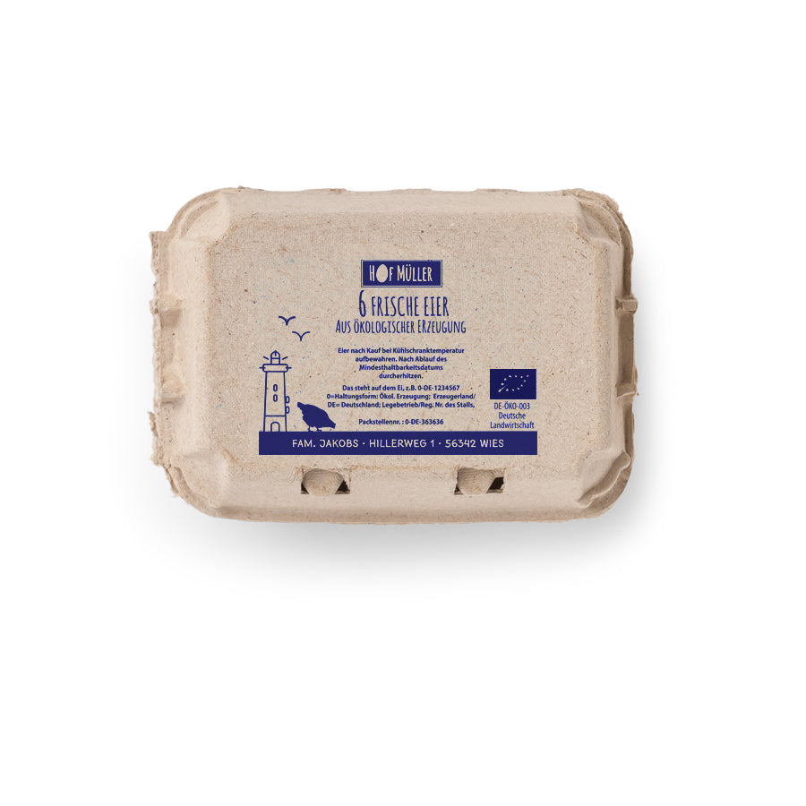 Stempel für Eierschachteln, 6er Ecopack, blau