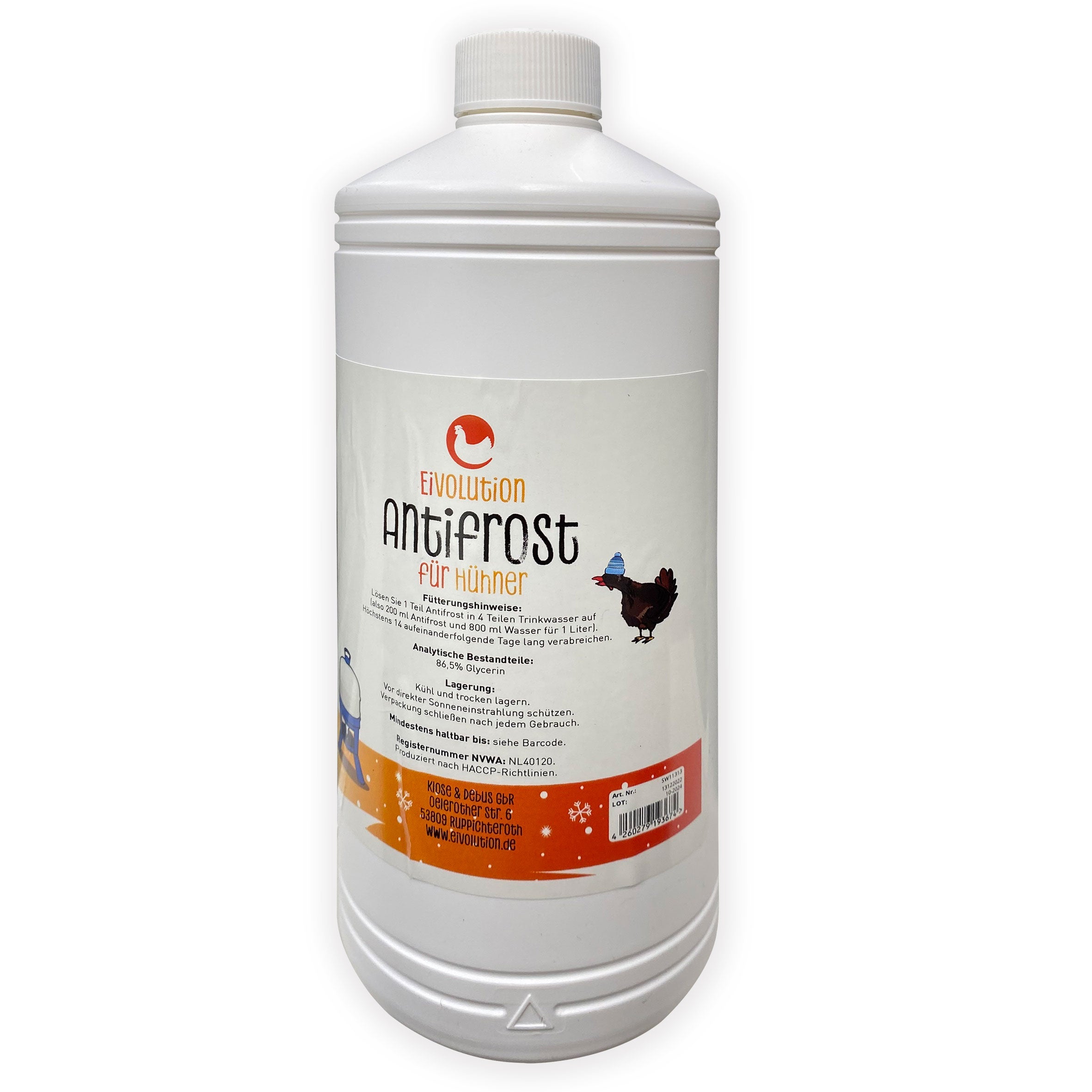Eivolution Antifrost Tränkenzusatz für Geflügel, Rückseite