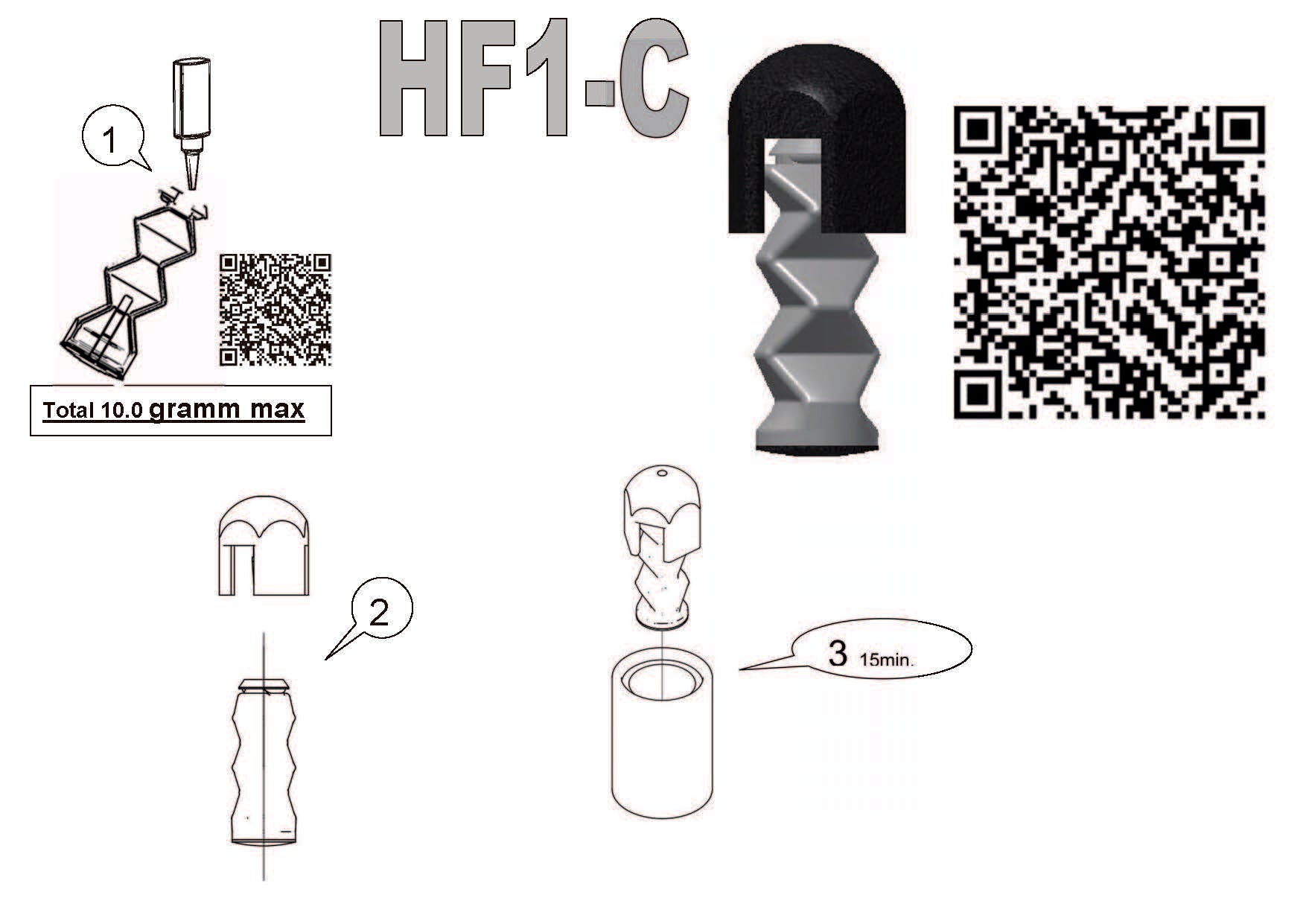 Eierstempel zur Eierkennzeichnung für ein Ei (Einzelstempel Egg-Flex) "HF1-C " und QR Codes