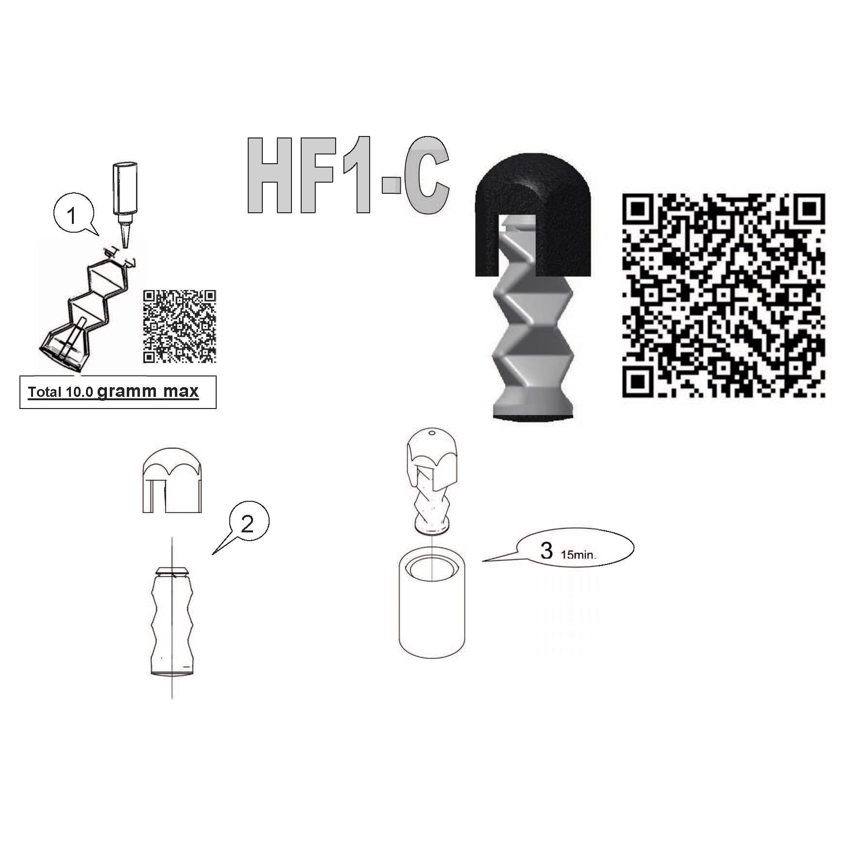 Eierstempel zur Eierkennzeichnung für ein Ei (Einzelstempel Egg-Flex) "HF1-C " und QR Codes