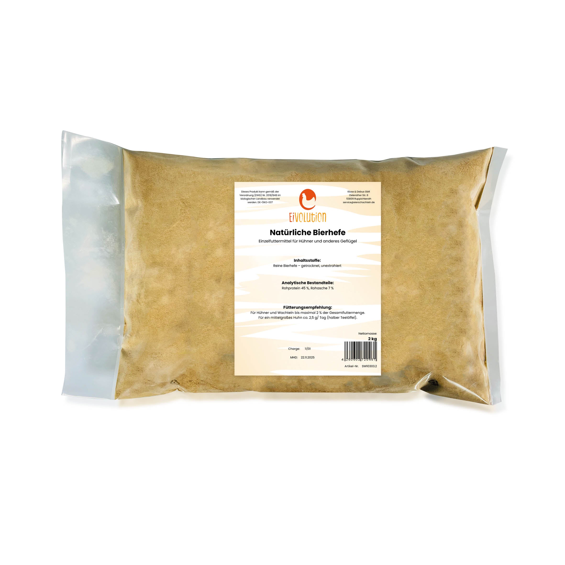 Natürliche Bierhefe, 2 kg Beutel