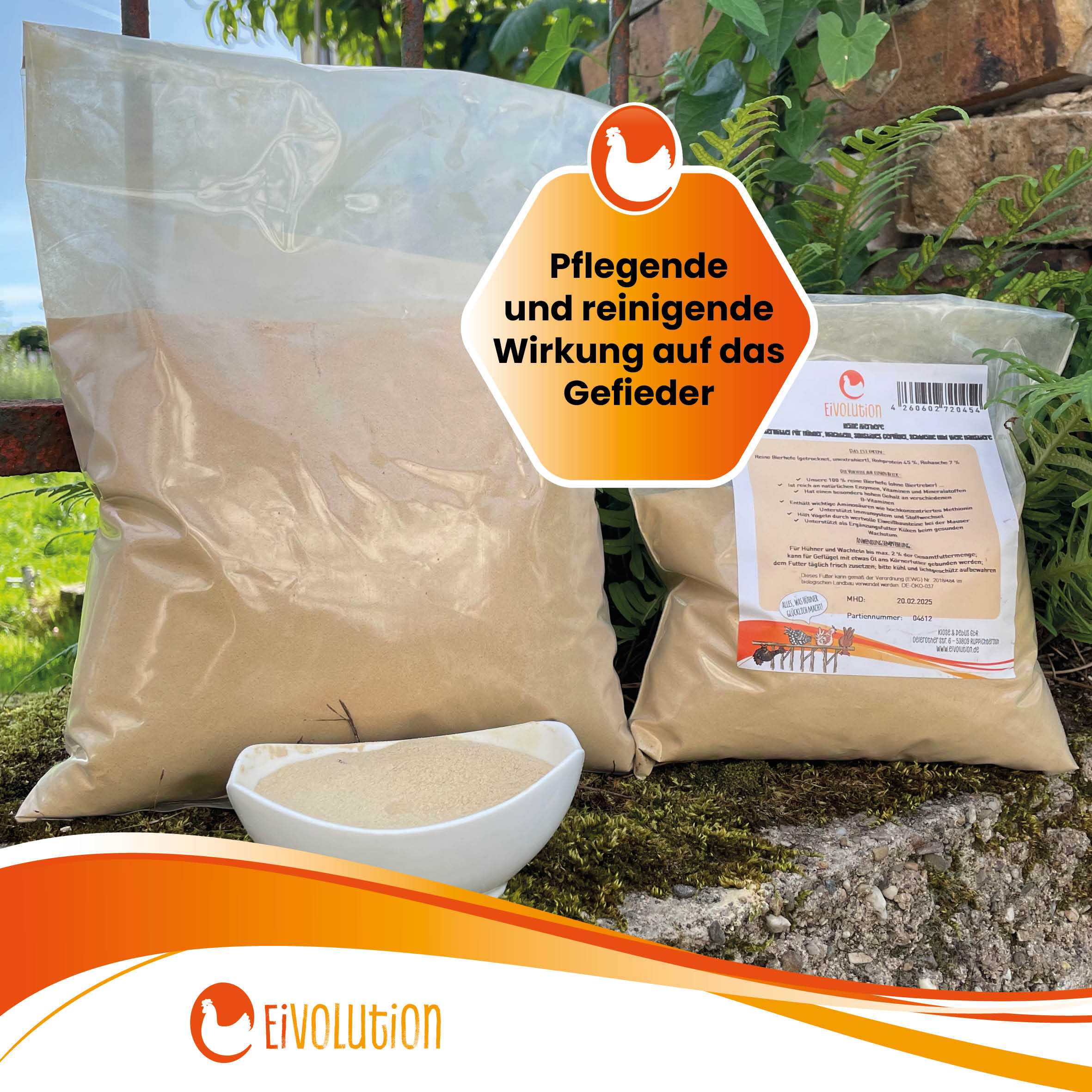 Natürliche Bierhefe "Pflegende und reinigende Wirkung auf das Gefieder"