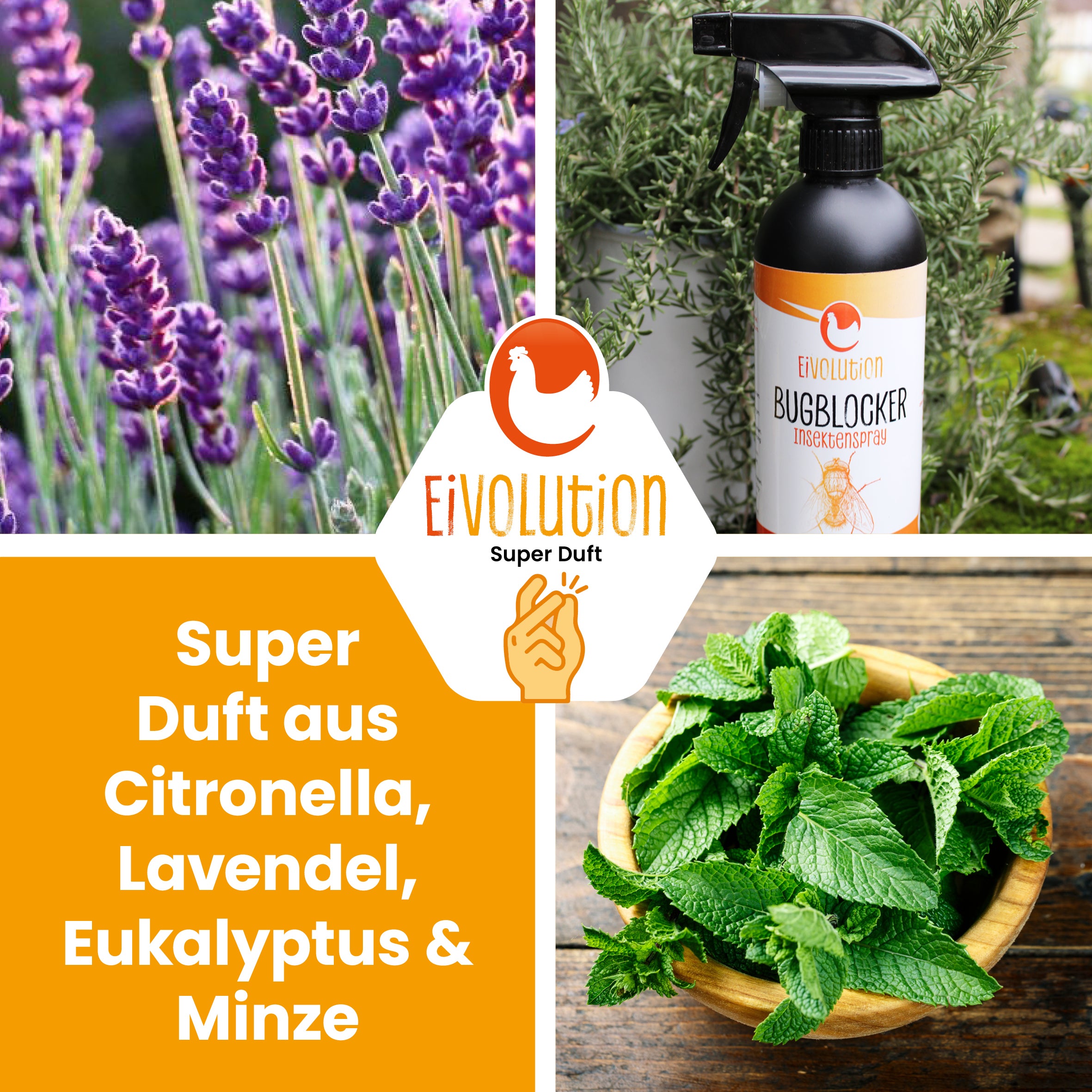 Bug Blocker Insektenspray "Super Duft aus Citronella, Lavendel, Eukalyptus & Minze"