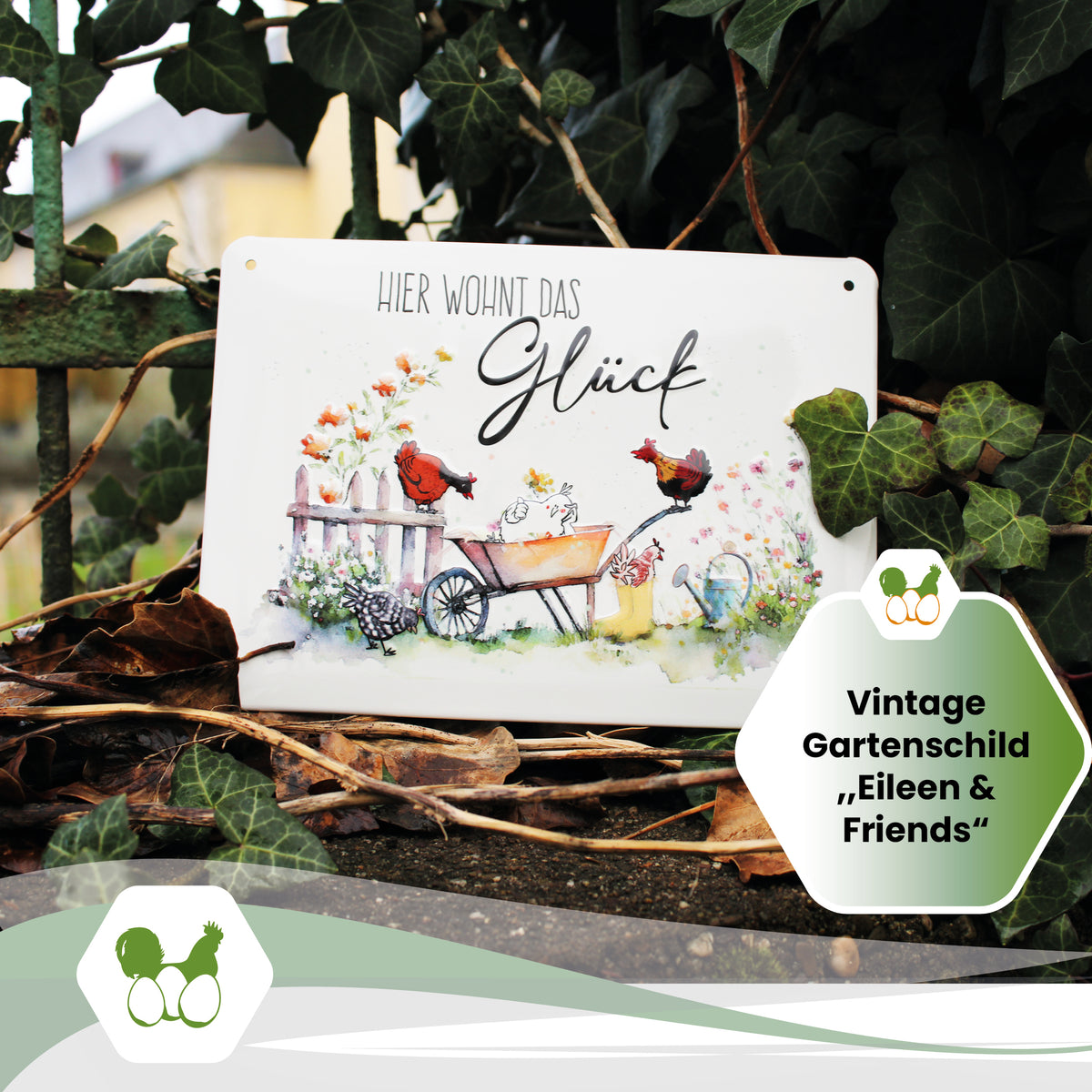 Vintage Dekoschild, Eileen & Friends "Vintage Gartenschild Eileen & Friends"