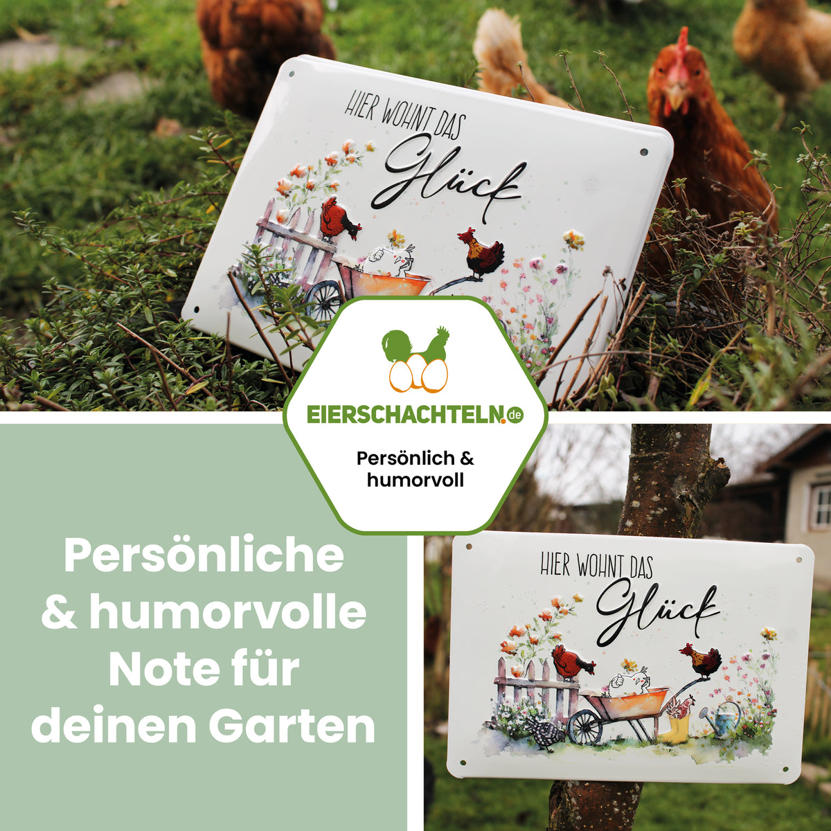 Vintage Dekoschild, Eileen & Friends "Persönliche & humorvolle Note für deinen Garten"