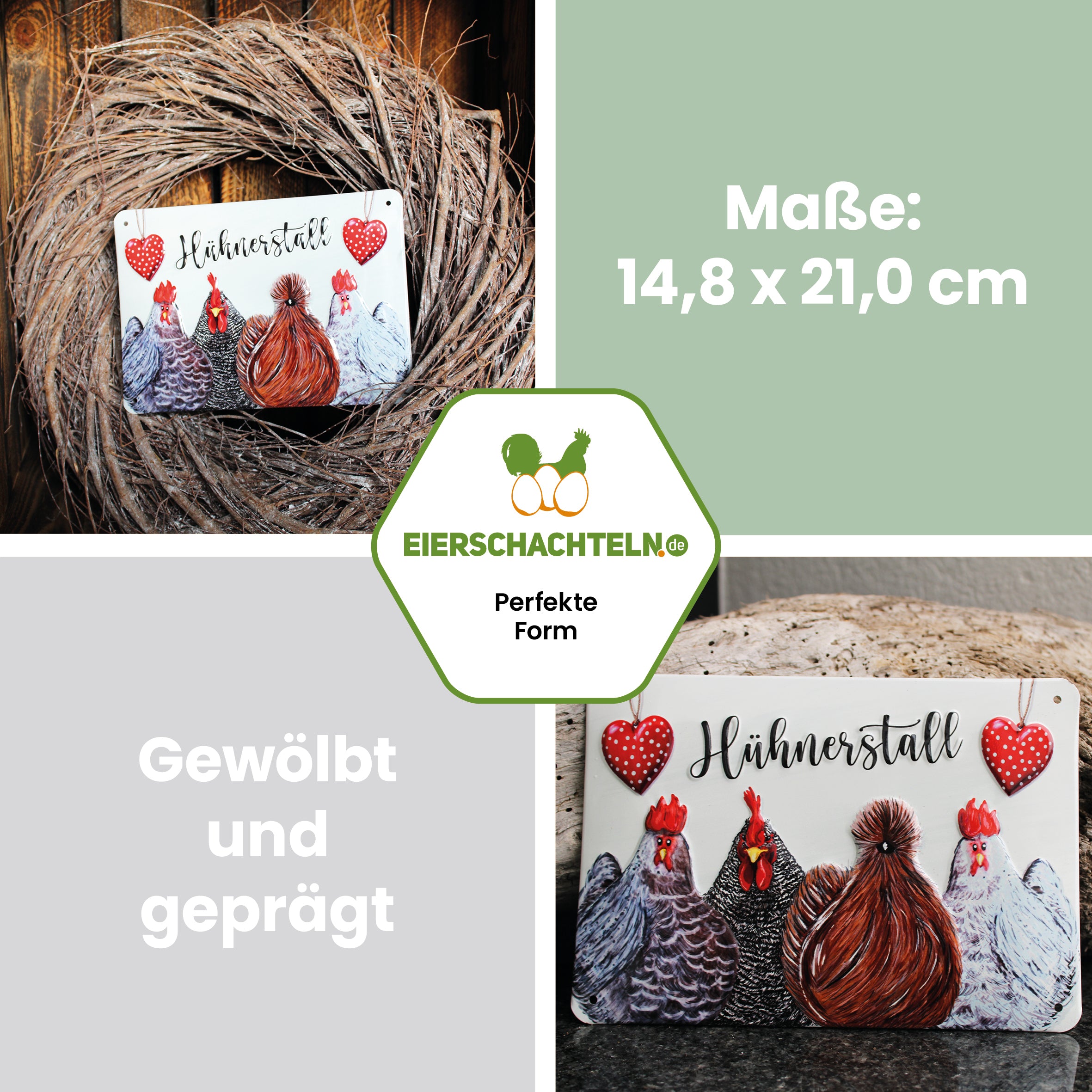 Dekoschild Hühnerstall "Maße: 148 x 21,0 cm gewölbt und geprägt"
