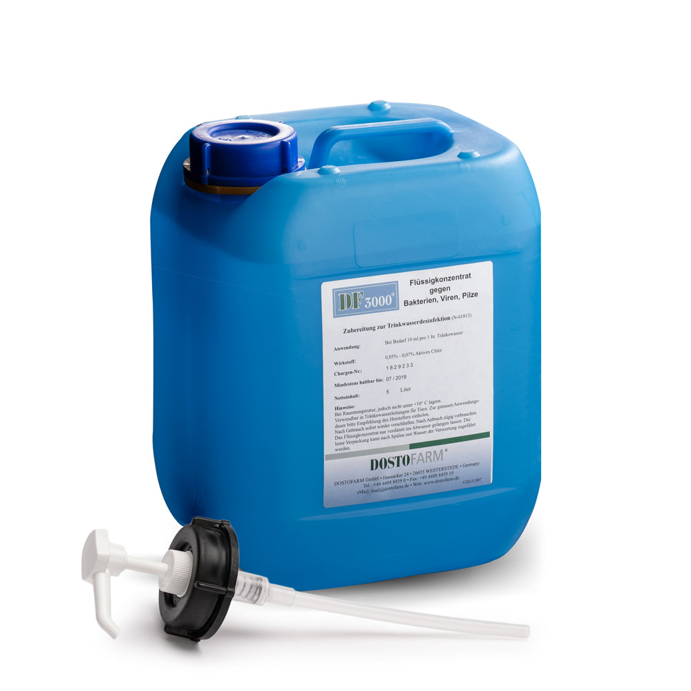 Dosto Wasserdesinfektion DF 3000 5 Liter Kanister, mit Kanisterpumpe