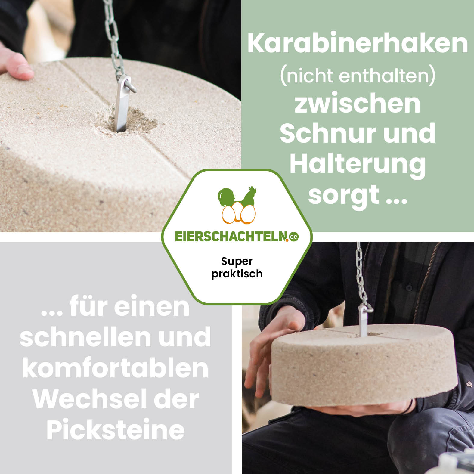 Edelstahlhalterung für gelochte 10 kg Picksteine