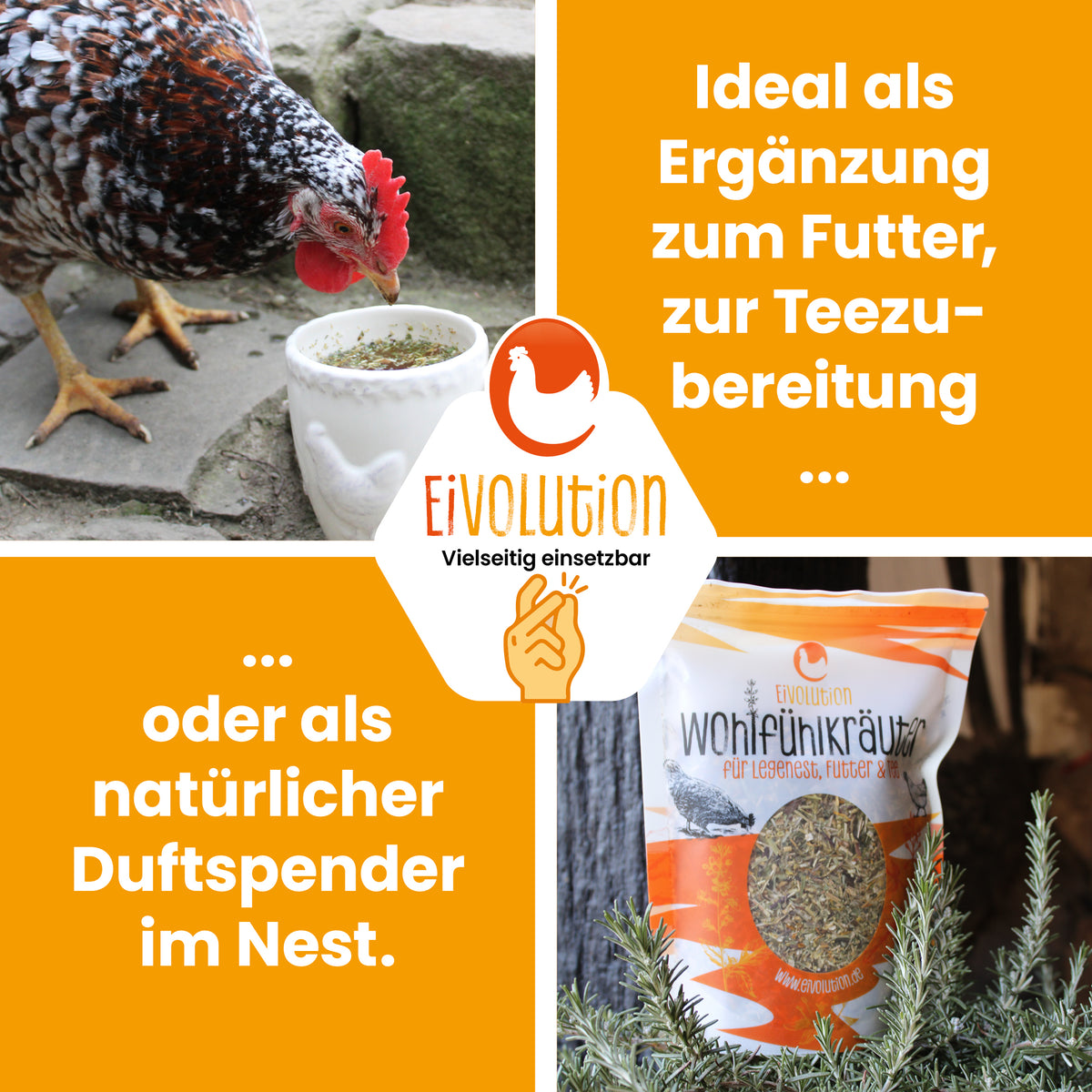 Wohlfühlkräuter "Ideal als Ergänzung zum Futter, zur Teezubereitung oder als natürlicher Duftspender im Nest."