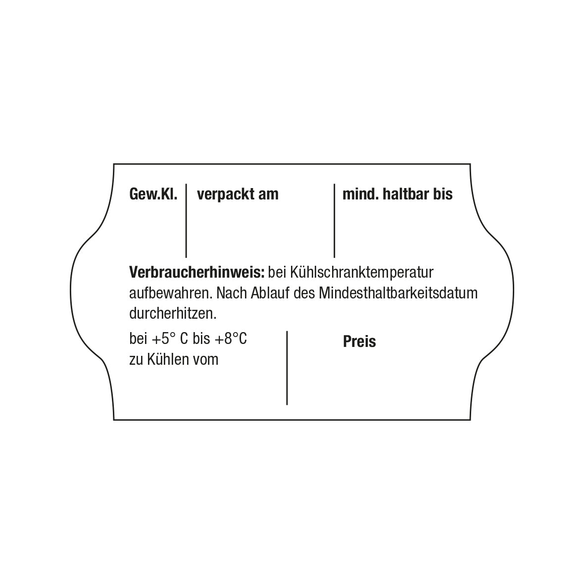 Etiketten 32 x 19 mm für Eier-Auszeichnung mit Trennstrichen "Verbraucherhinweis"