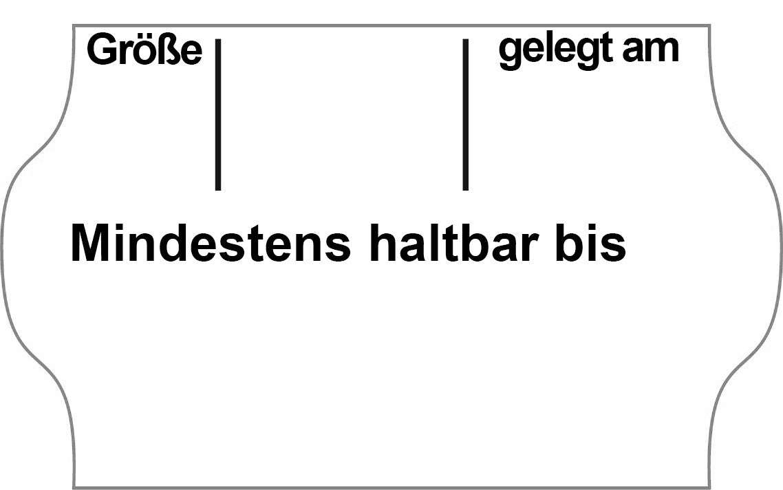 Etiketten 32 x 19 mm für Eier-Auszeichnung mit Trennstrichen "Mindestens haltbar bis"
