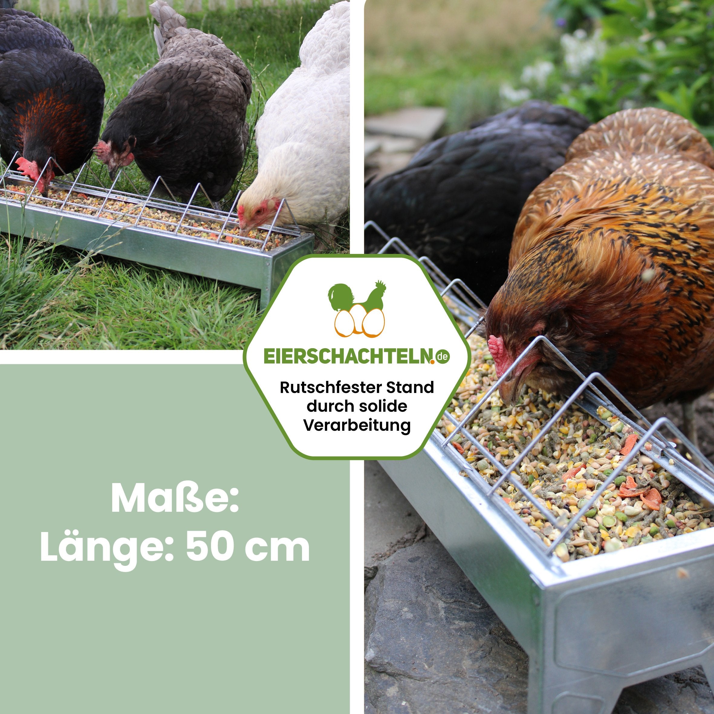 Graue Futterrinne aus Metall, 50 cm "Maße: Länge: 50 cm"