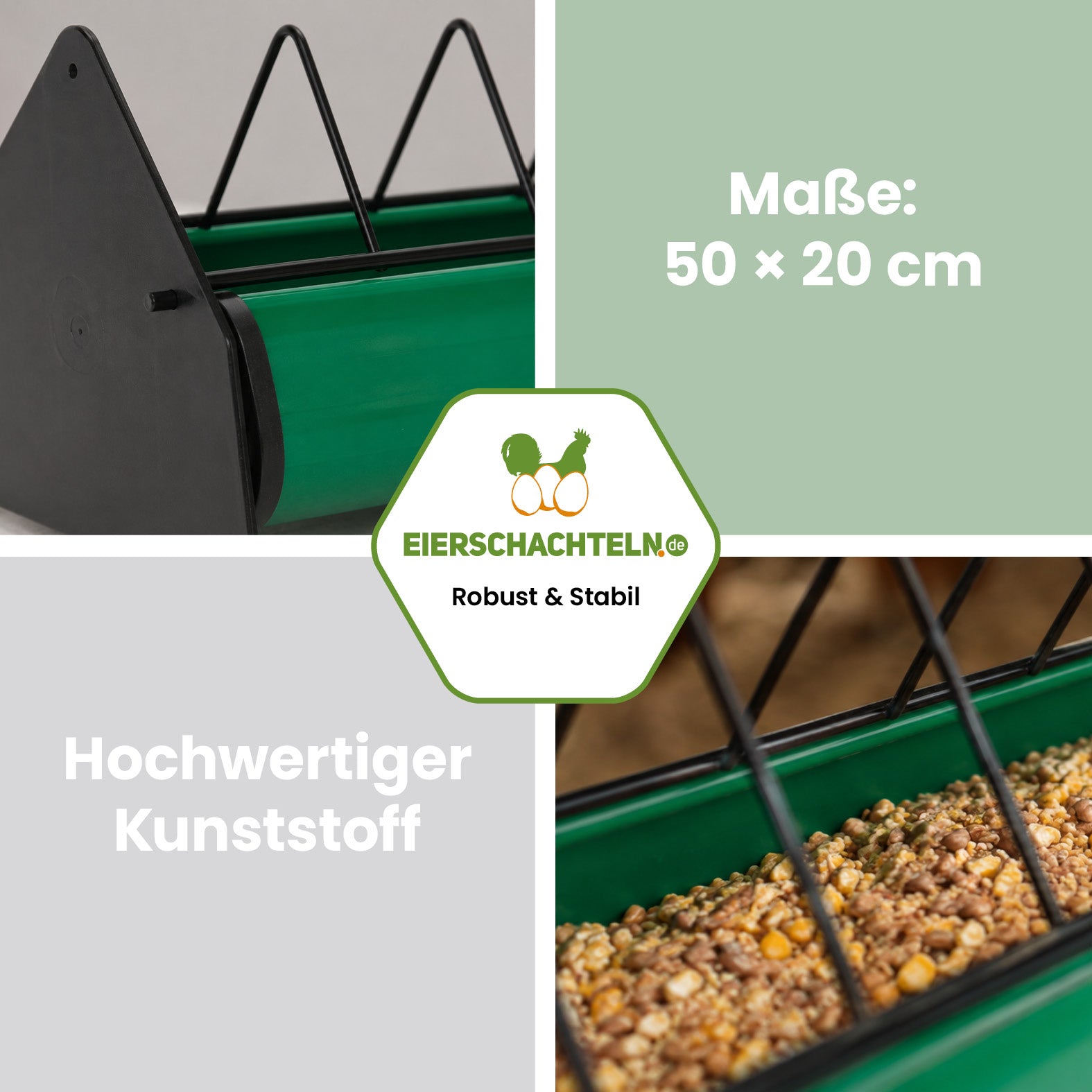 Futtertrog aus Kunststoff 50 × 20 cm für Hühner