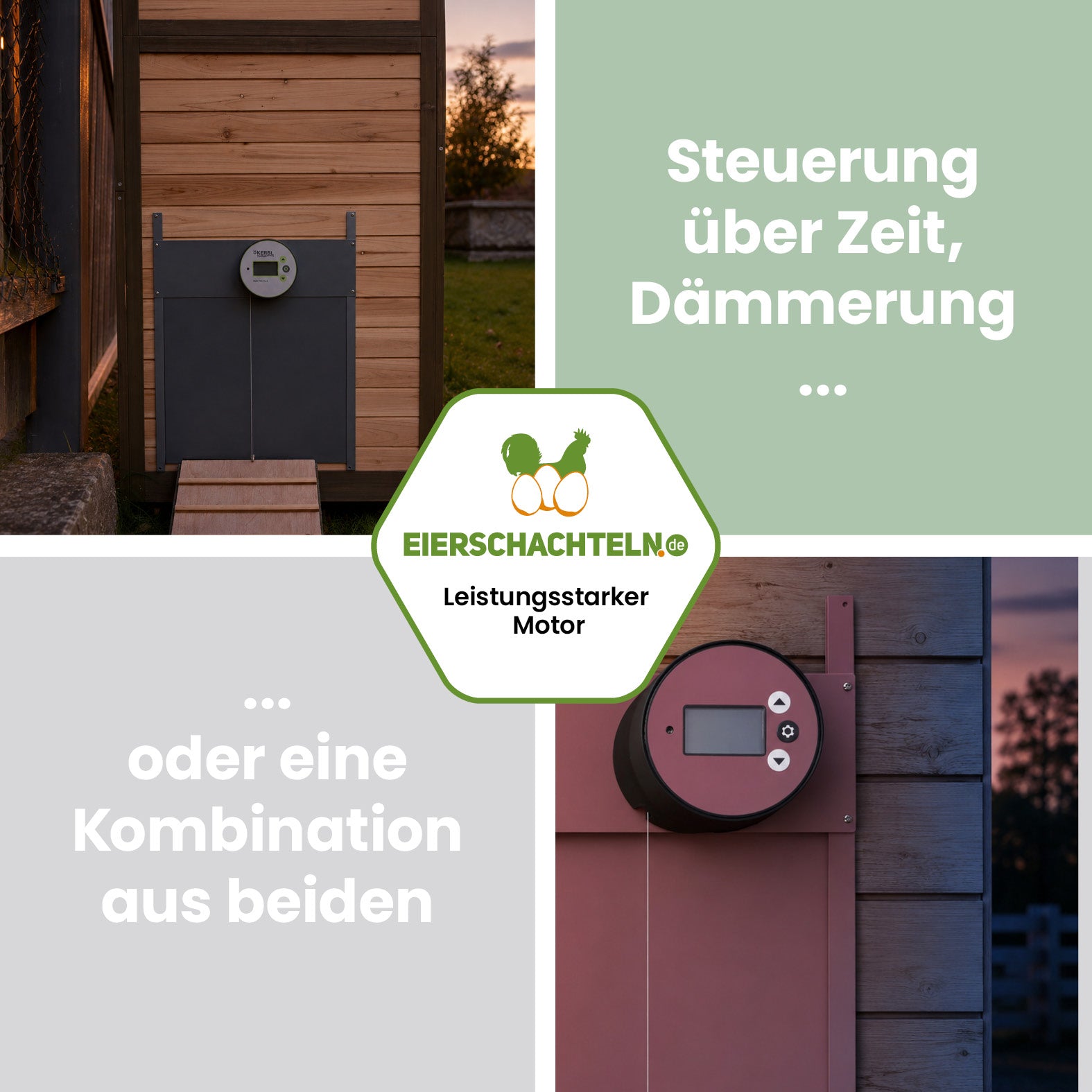 Automatische Hühnertür Duo Pro Plus Komplettset - zwei Farben