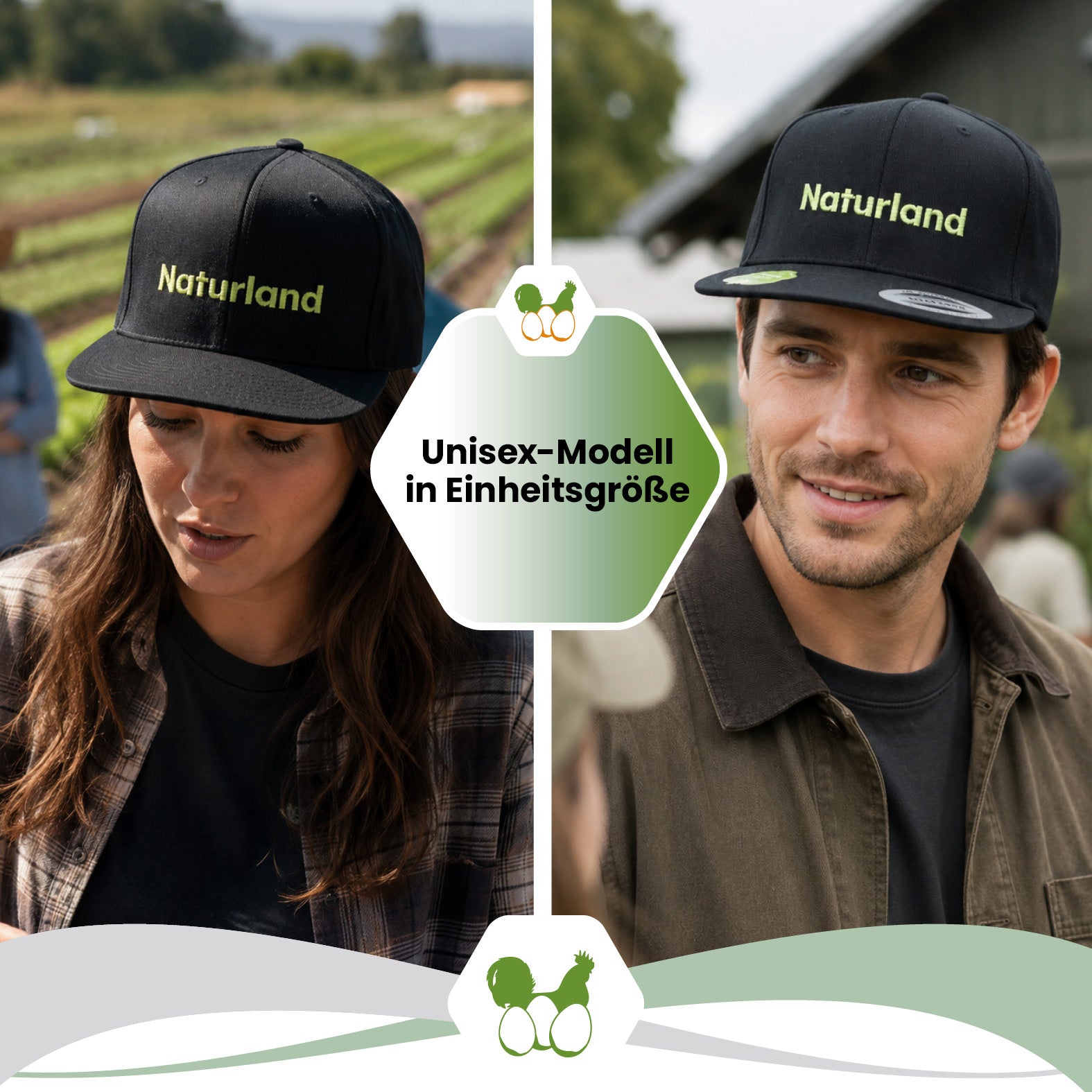 Naturland Premium Snapback Cap aus Bio-Baumwolle