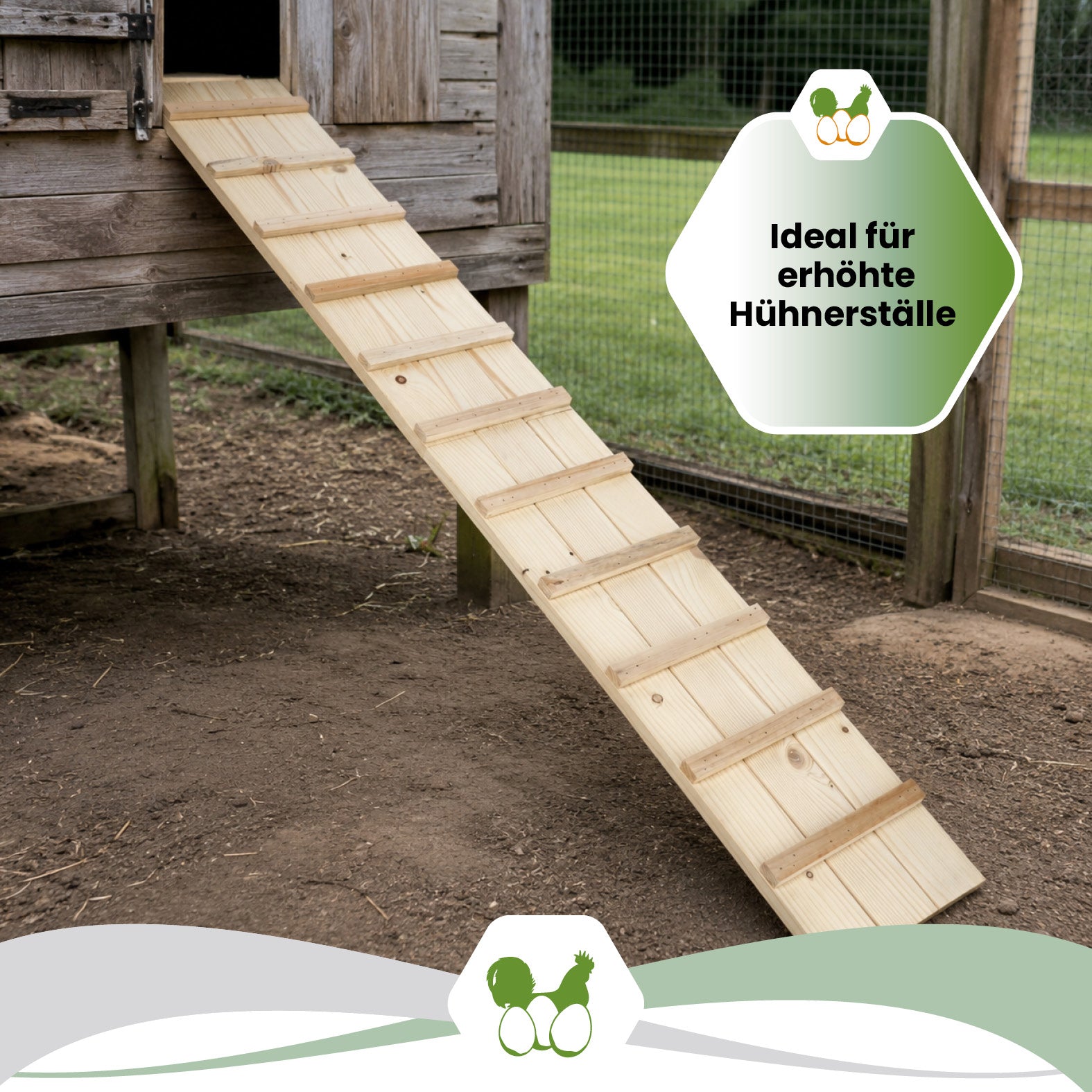 Hühnerleiter aus Holz – 115 cm für einen sicheren Aufstieg in den Hühnerstall